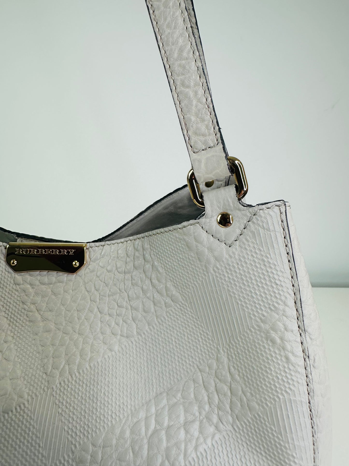 Embossed Check Lather Canterbury Tote Bag