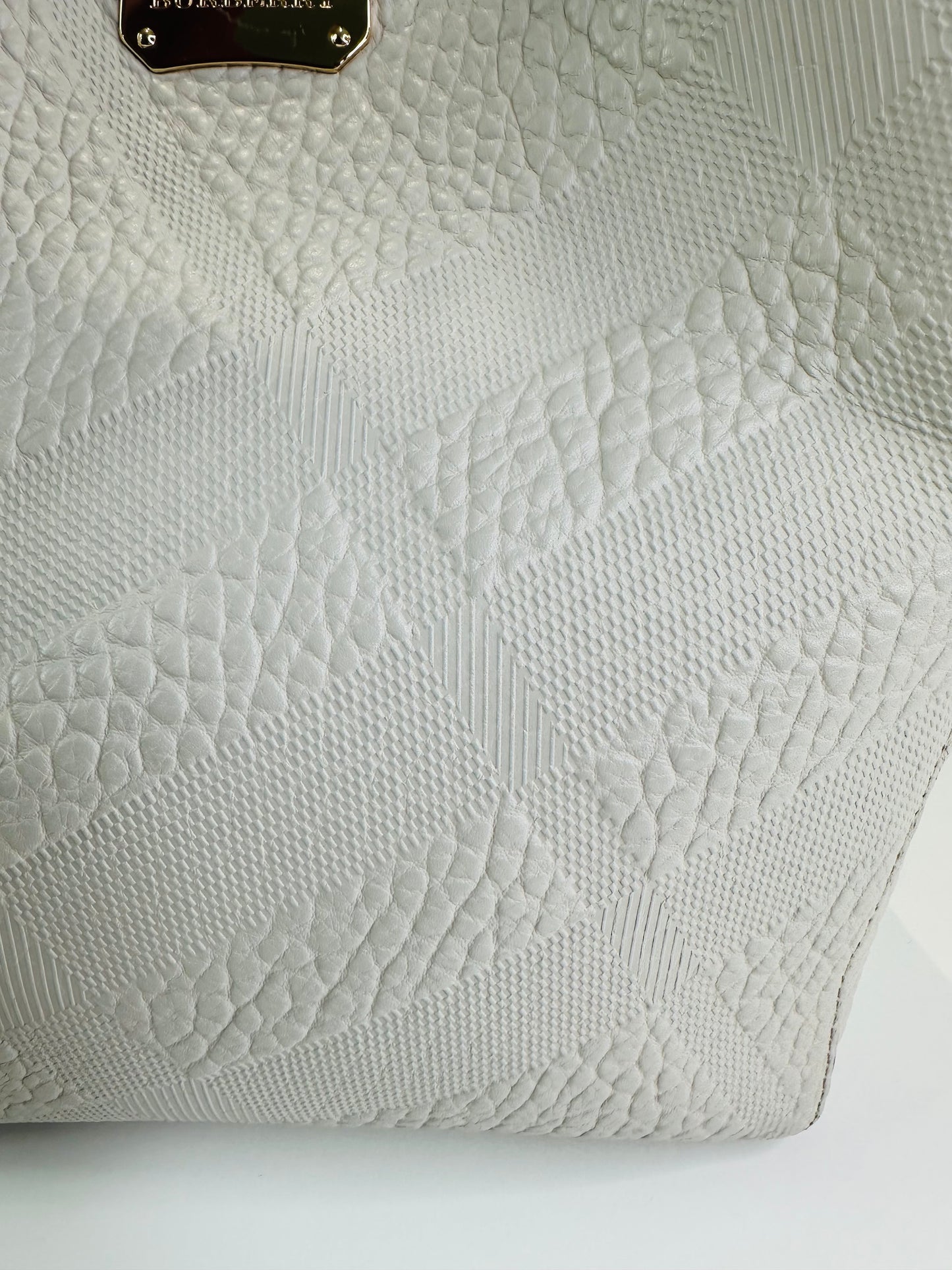 Embossed Check Lather Canterbury Tote Bag