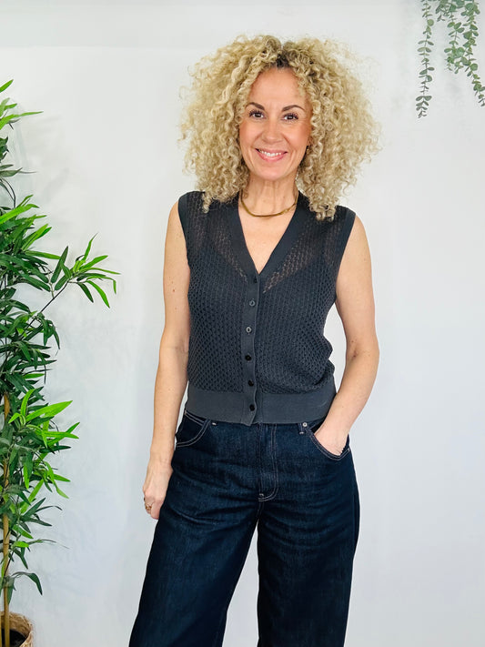 Crochet Sleeveless Cardigan - Size 2