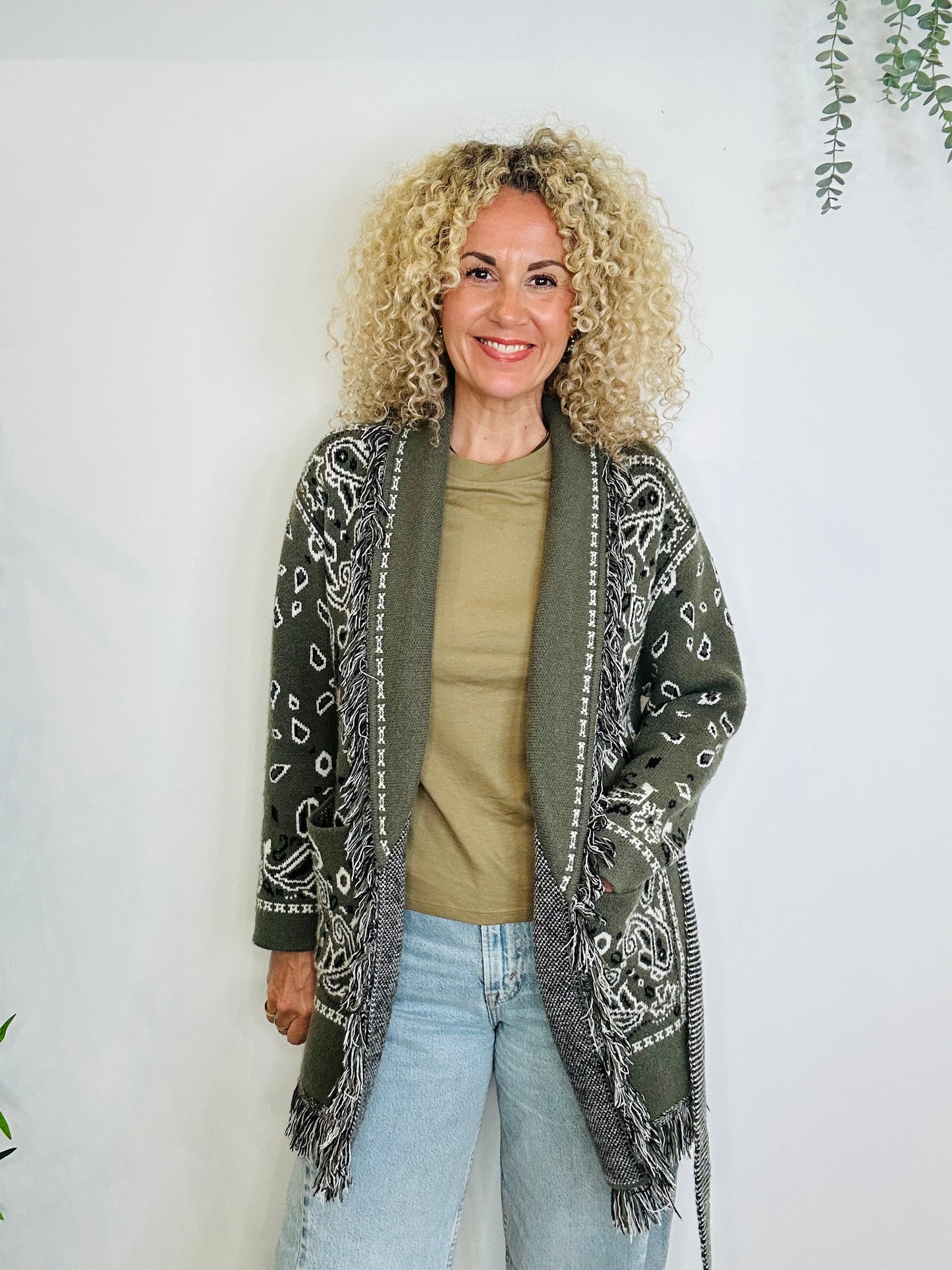 Fringed Belted Cardigan - Size S