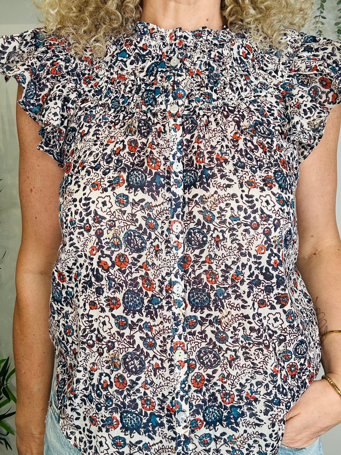 Sleeveless Floral Blouse - Size XS