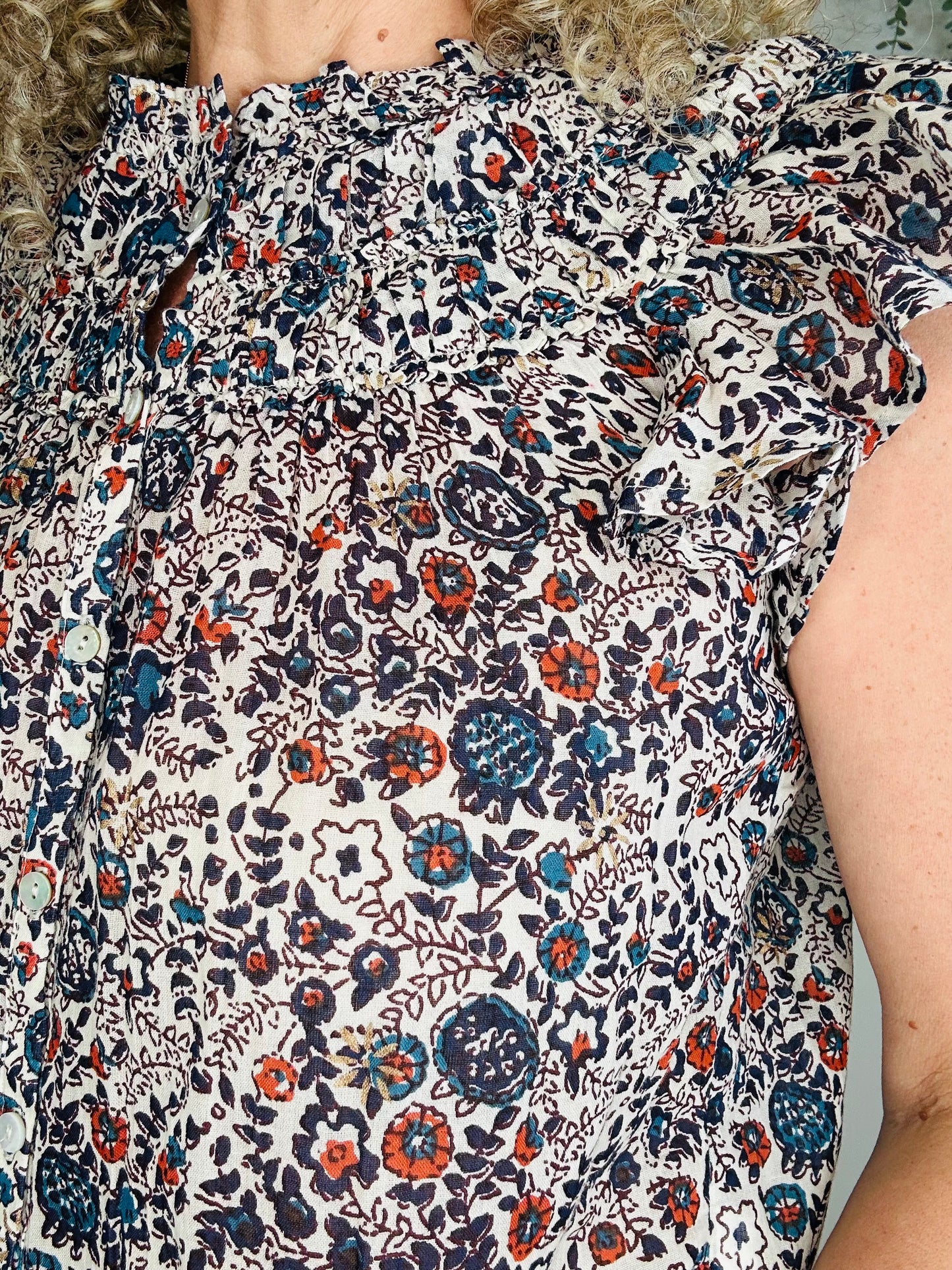 Sleeveless Floral Blouse - Size XS