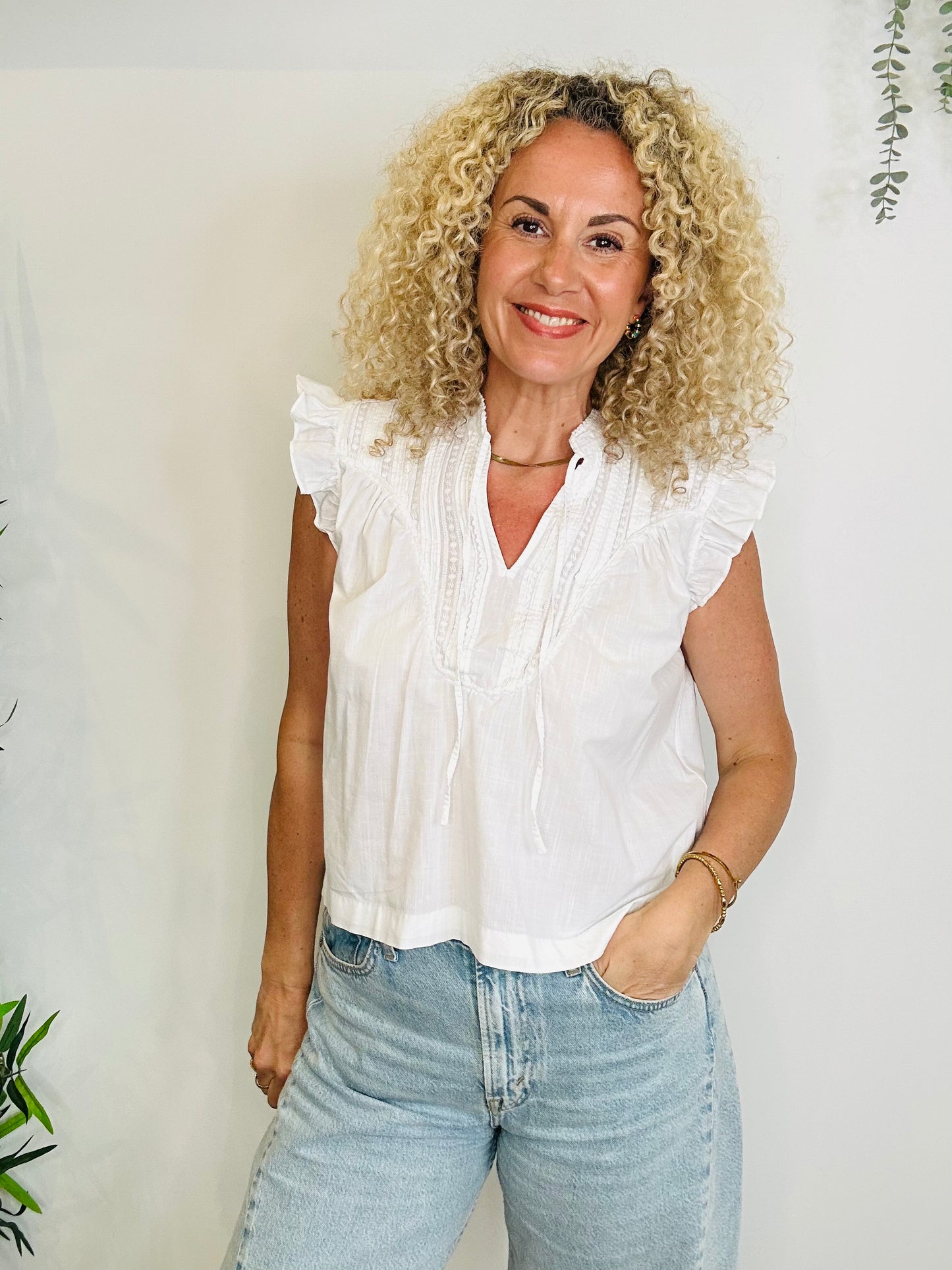 Sleeveless Frill Top - Size 34