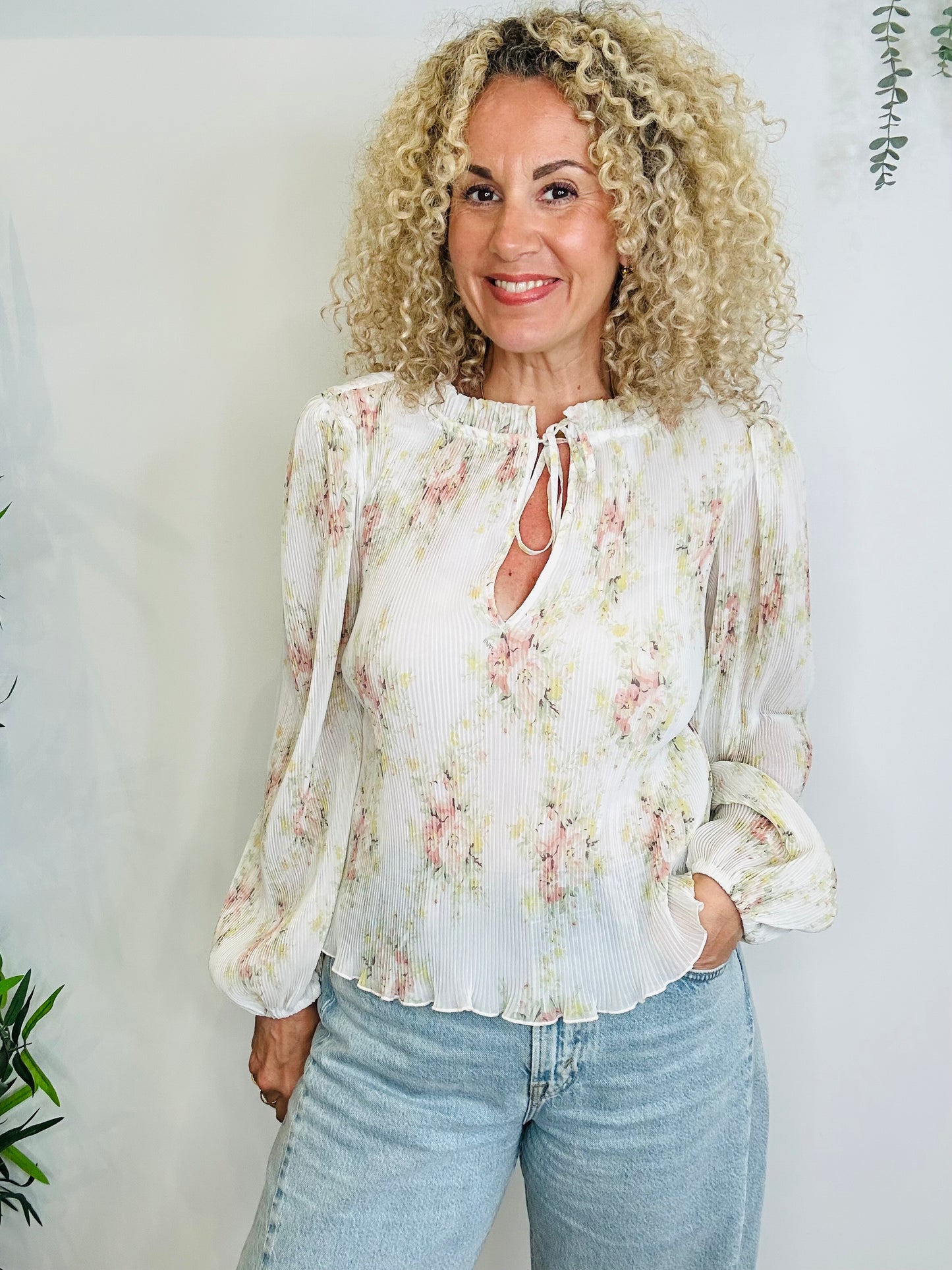 Floral Pleated Top - Size 34