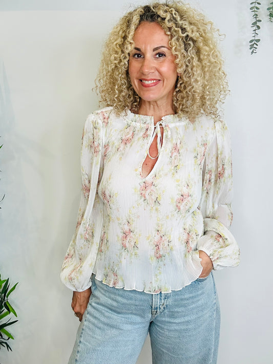 Floral Pleated Top - Size 34