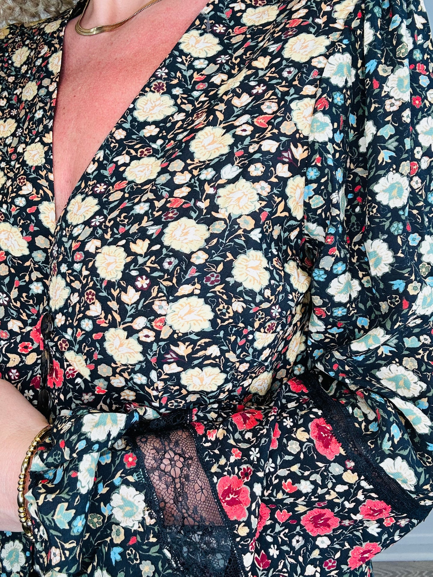 Floral Raven Dress - Size 14