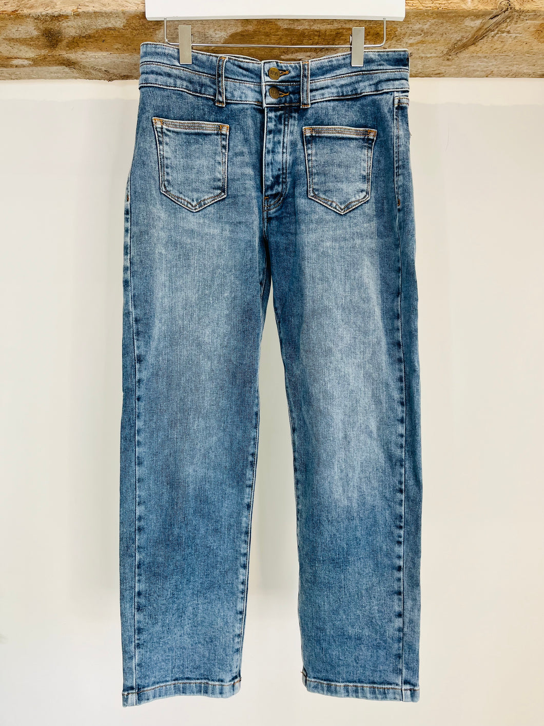 Patch Pocket Cropped Jeans - Size 28