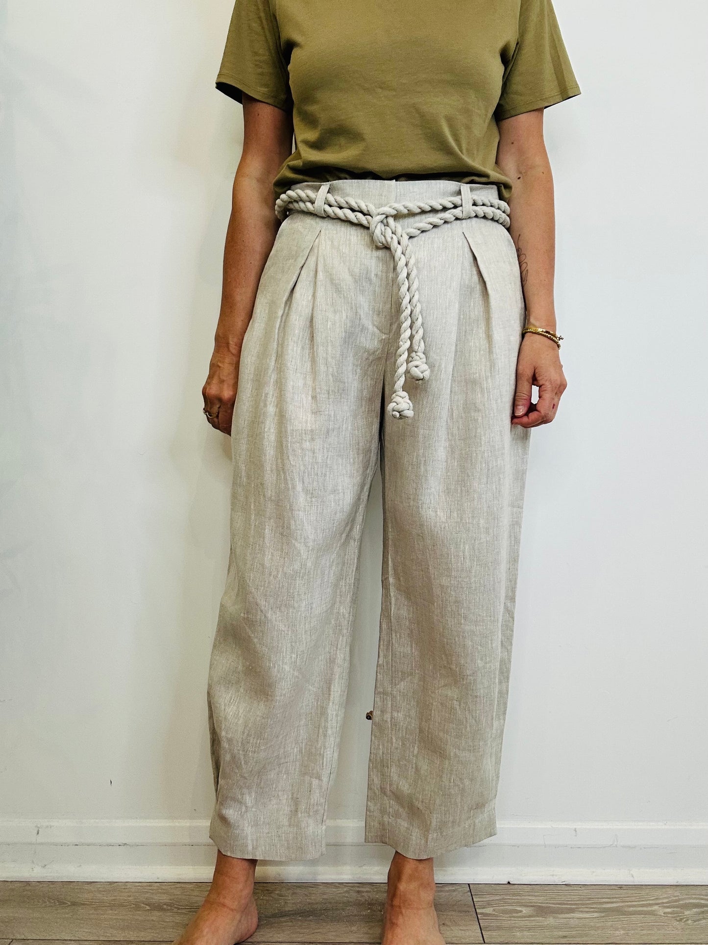 Belted Linen Trousers - Size 12