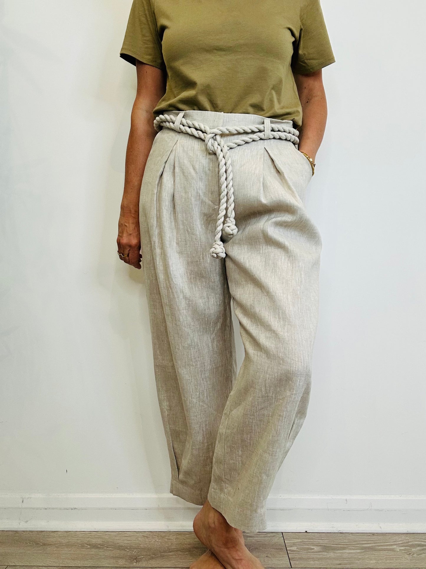 Belted Linen Trousers - Size 12