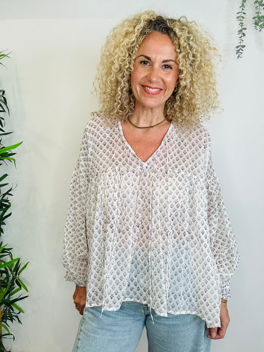 Patterned Cotton Top - Size XL