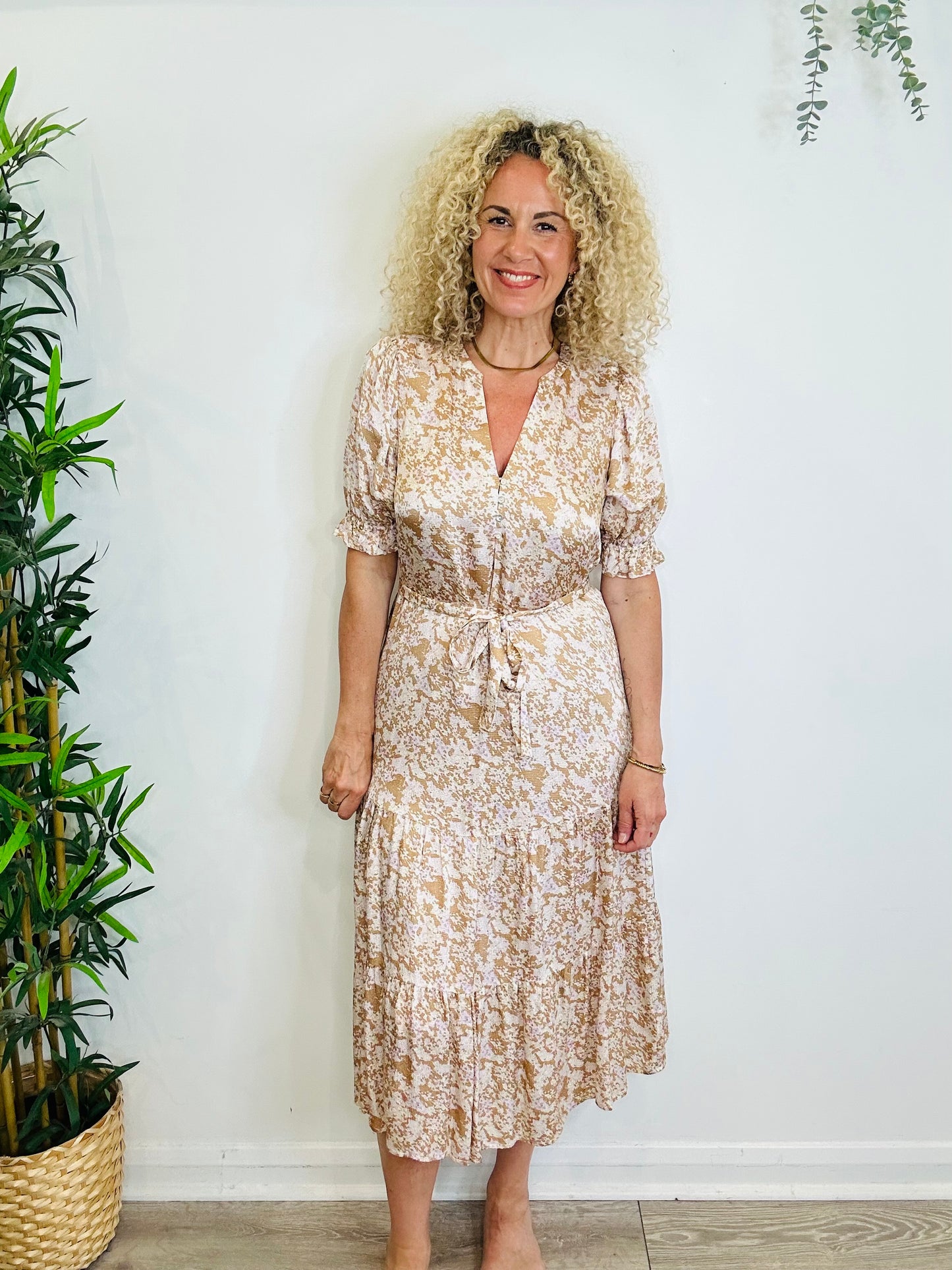 Patterned Midi Dress - Size XS