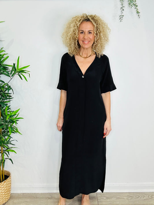 Silk Shirt Dress - Size M