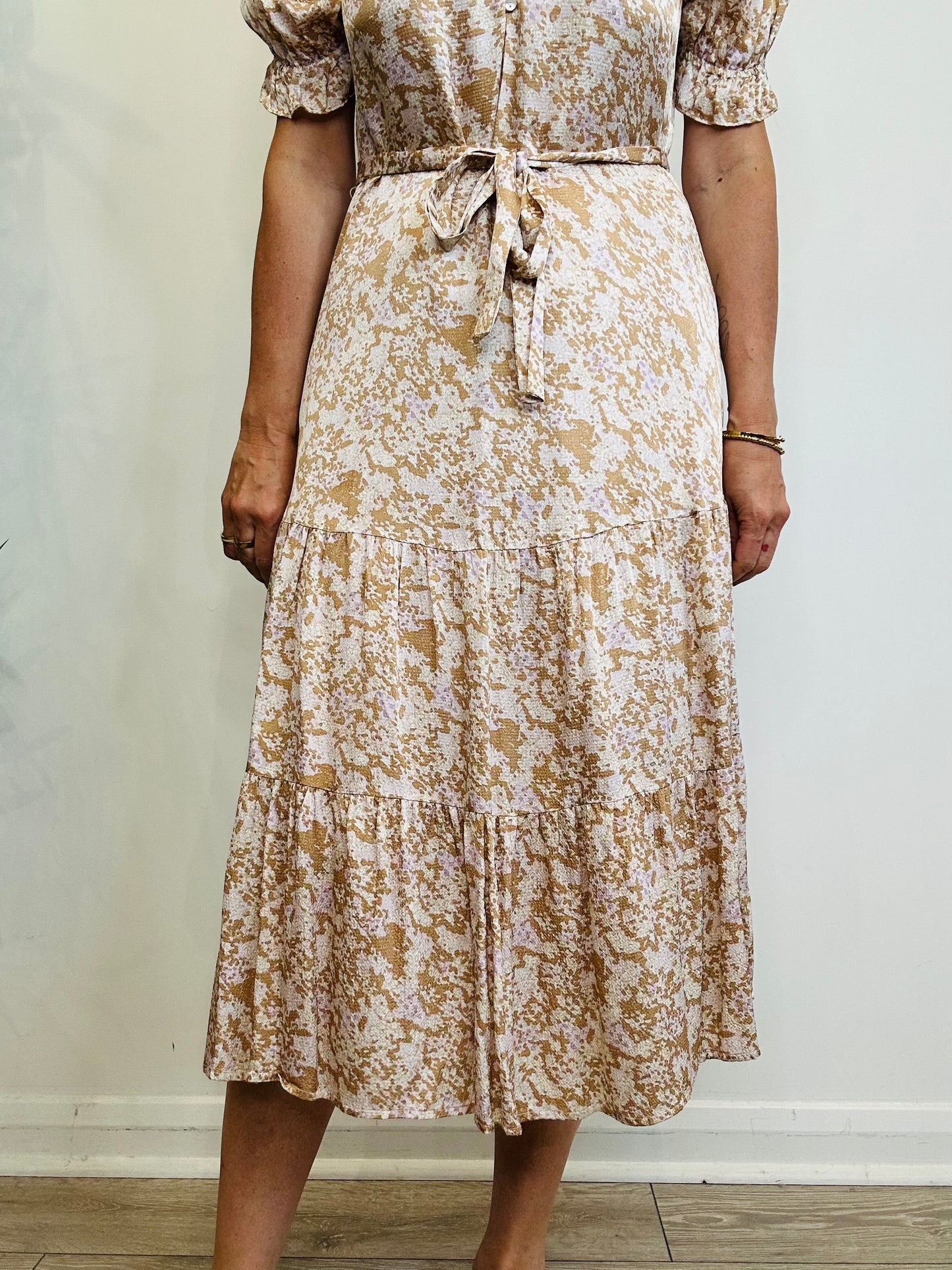 Patterned Midi Dress - Size XS