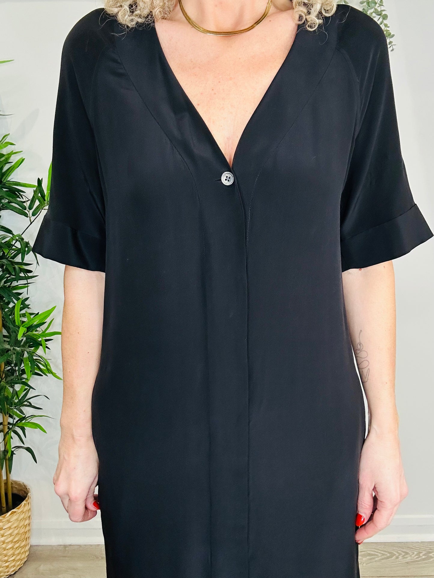 Silk Shirt Dress - Size M