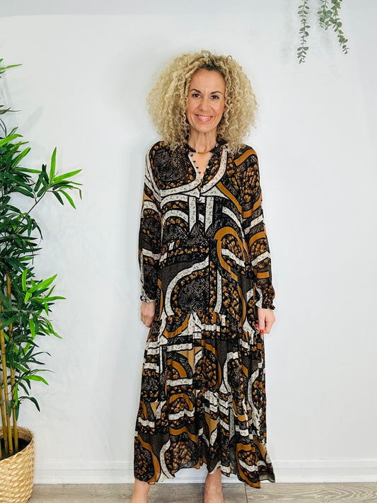 Patterned Maxi Dress - Size S