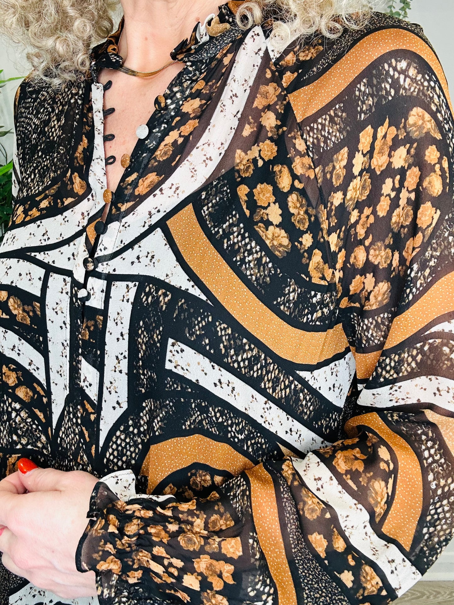 Patterned Maxi Dress - Size S