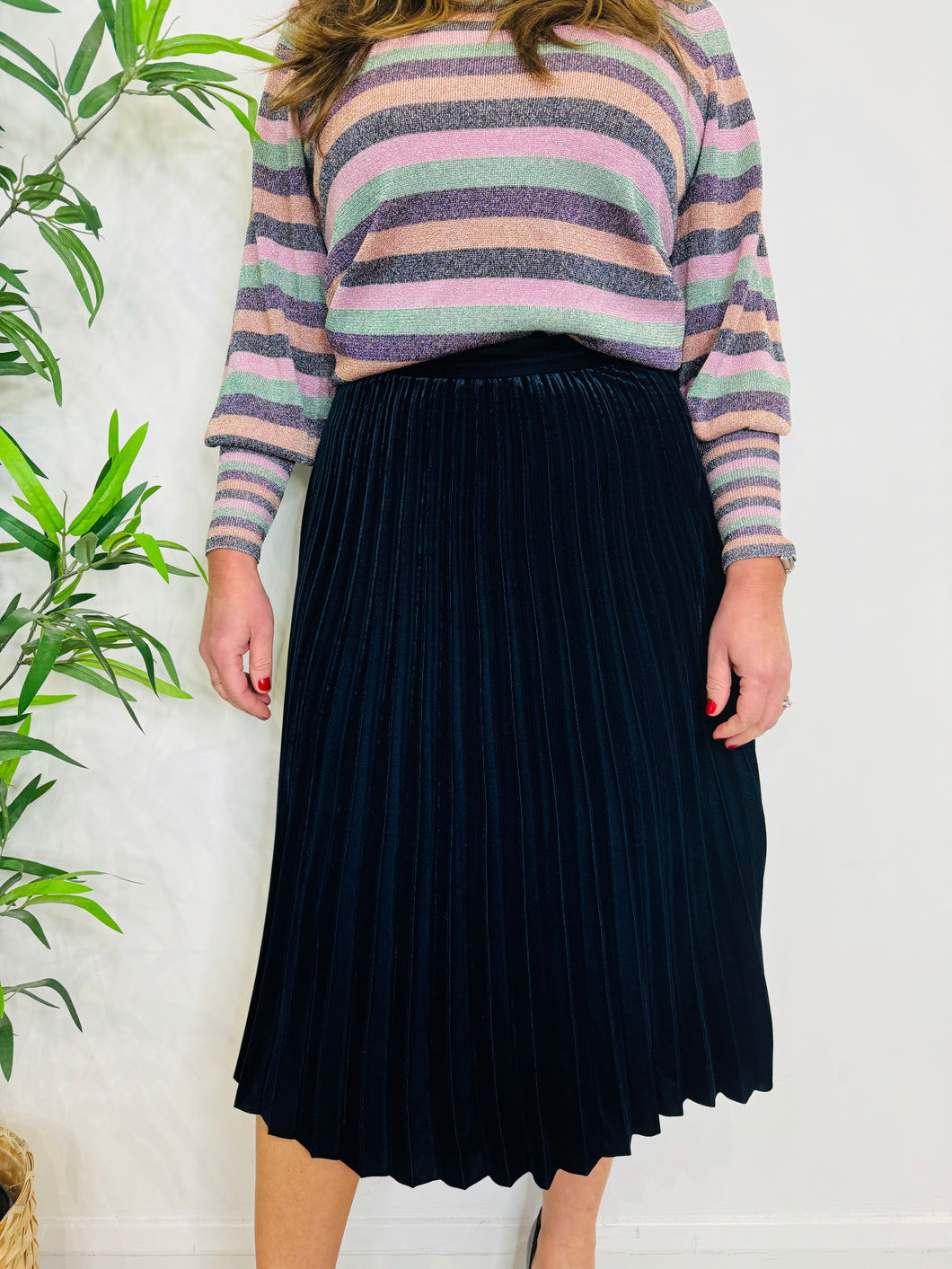 Velvet Pleated Skirt - Size 36