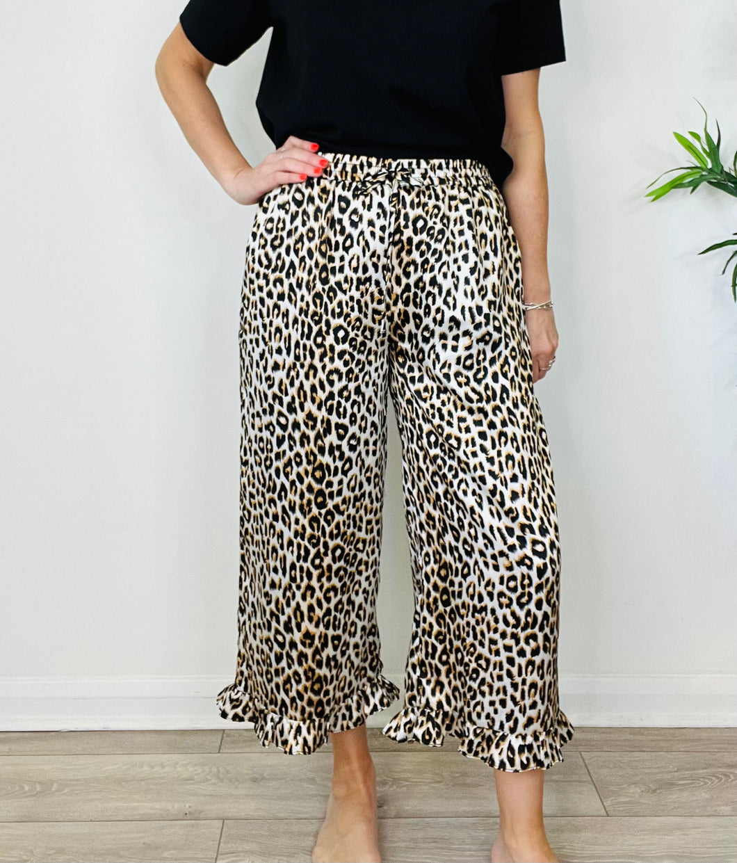 Leopard Print Trousers - Size M