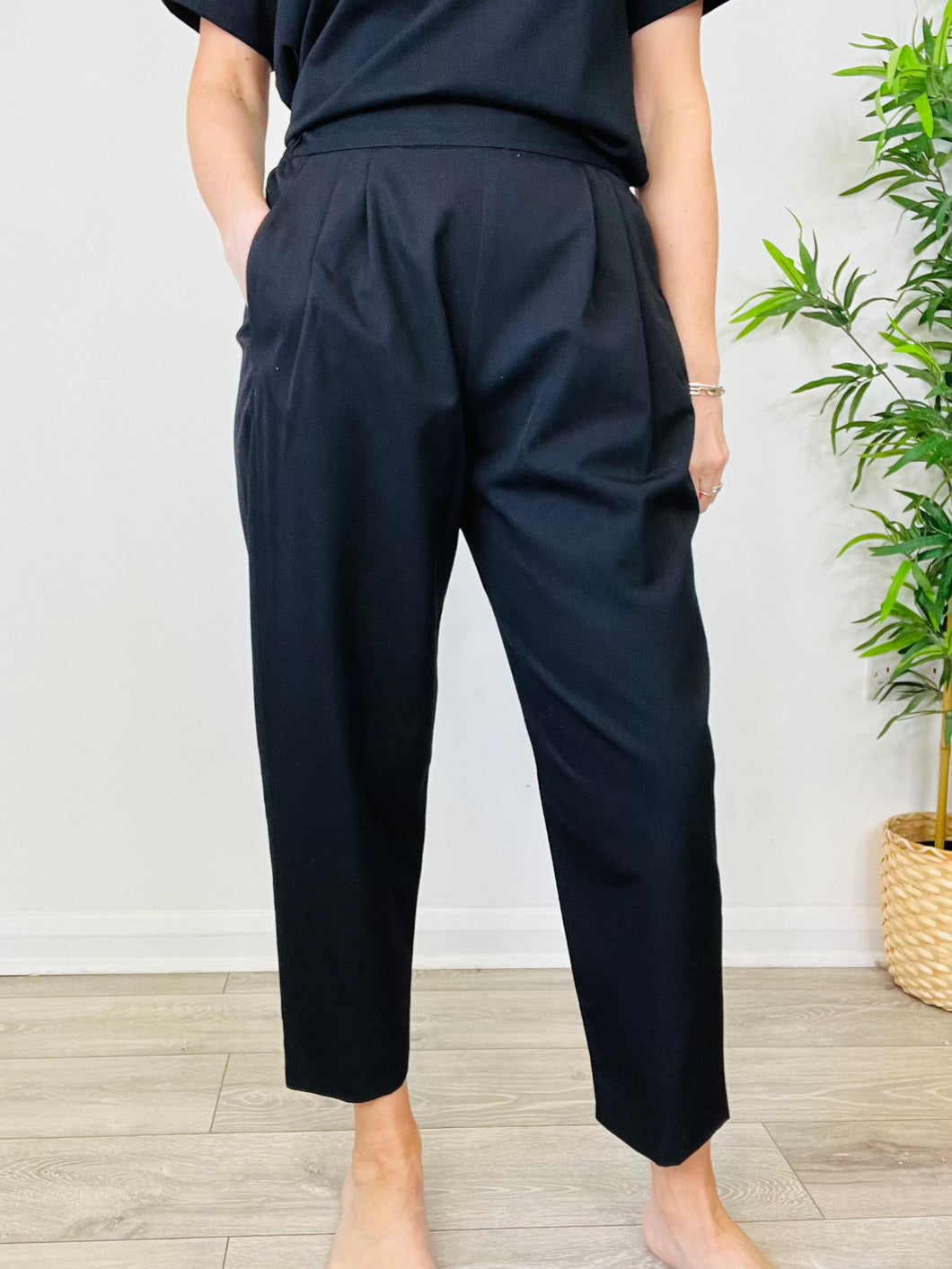 Cropped Wool Trousers - Size 38