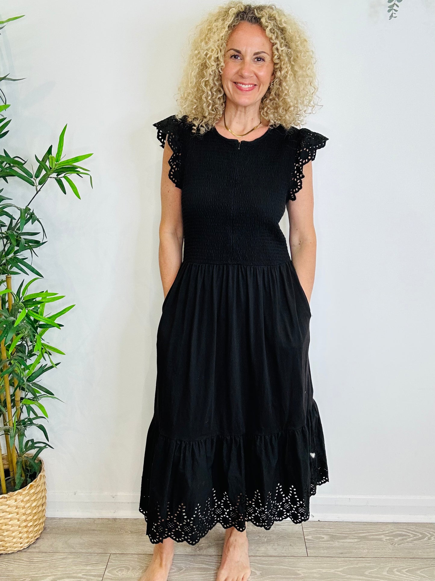 Smocked Cotton Dress - Size 4