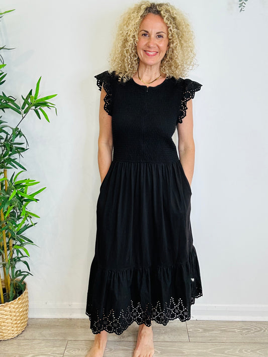Smocked Cotton Dress - Size 4