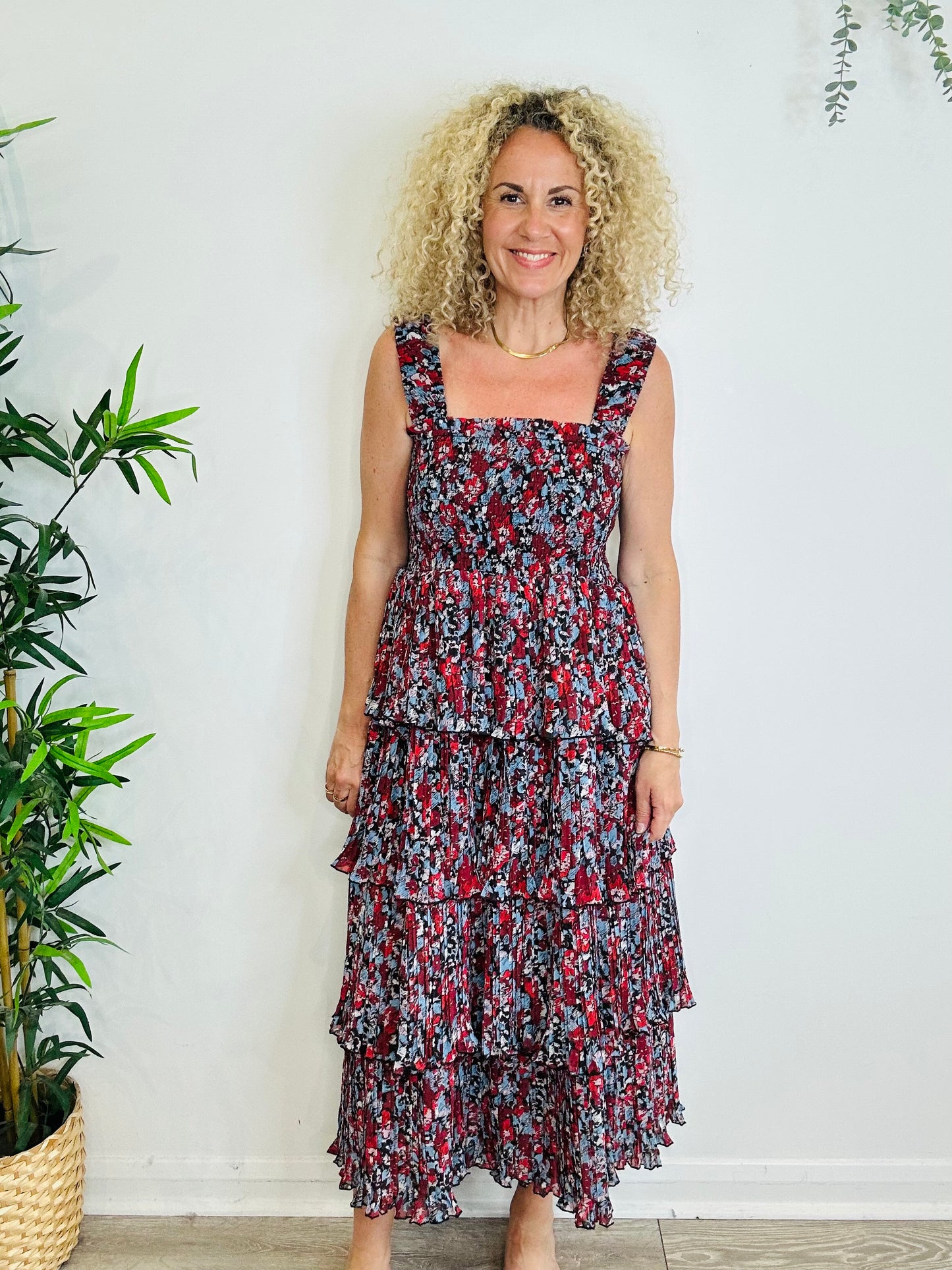 Patterned Tiered Dress - Size 42