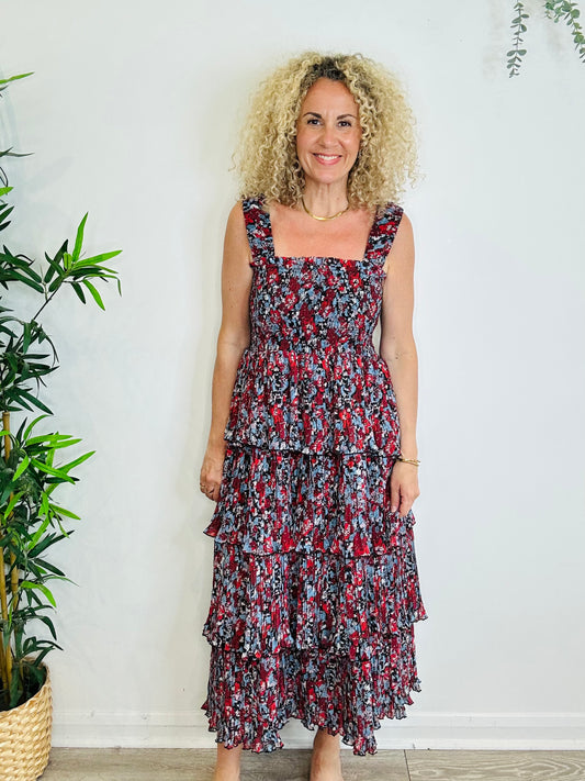 Patterned Tiered Dress - Size 42