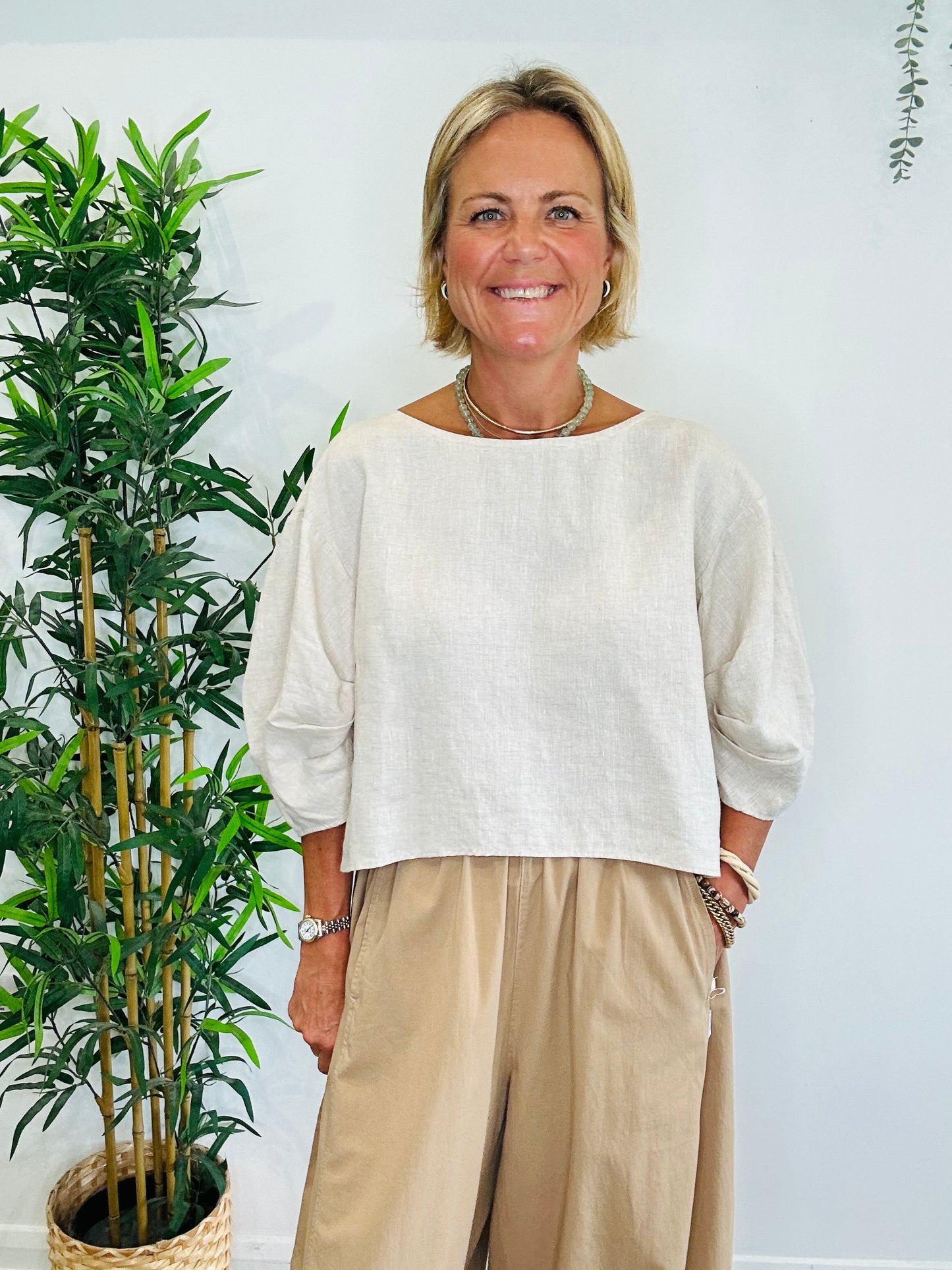 Leia Linen Top - Size S