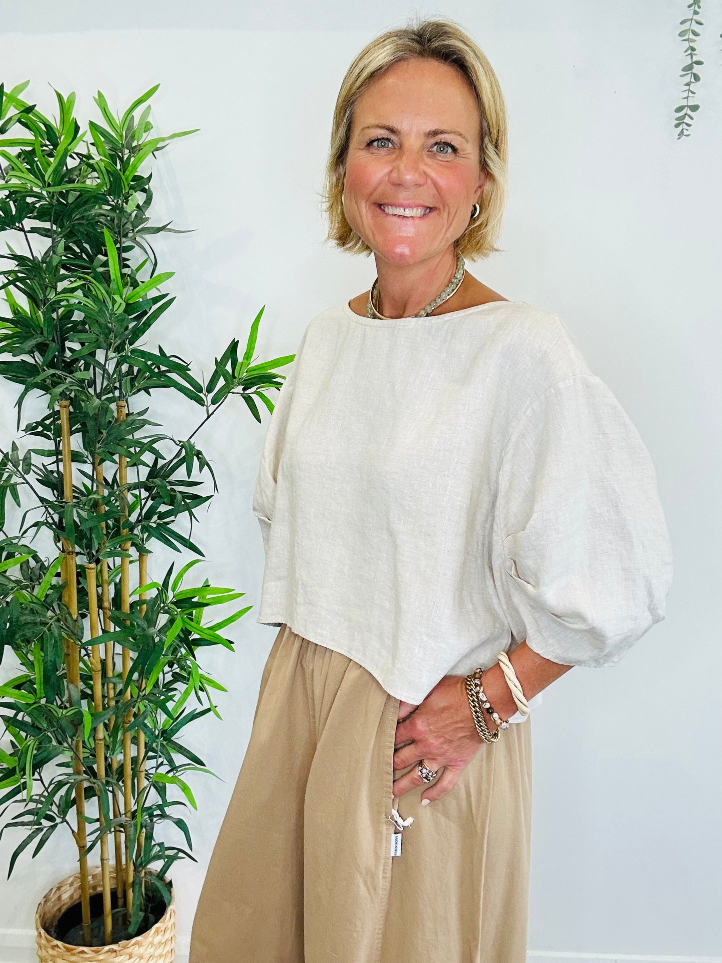 Leia Linen Top - Size S