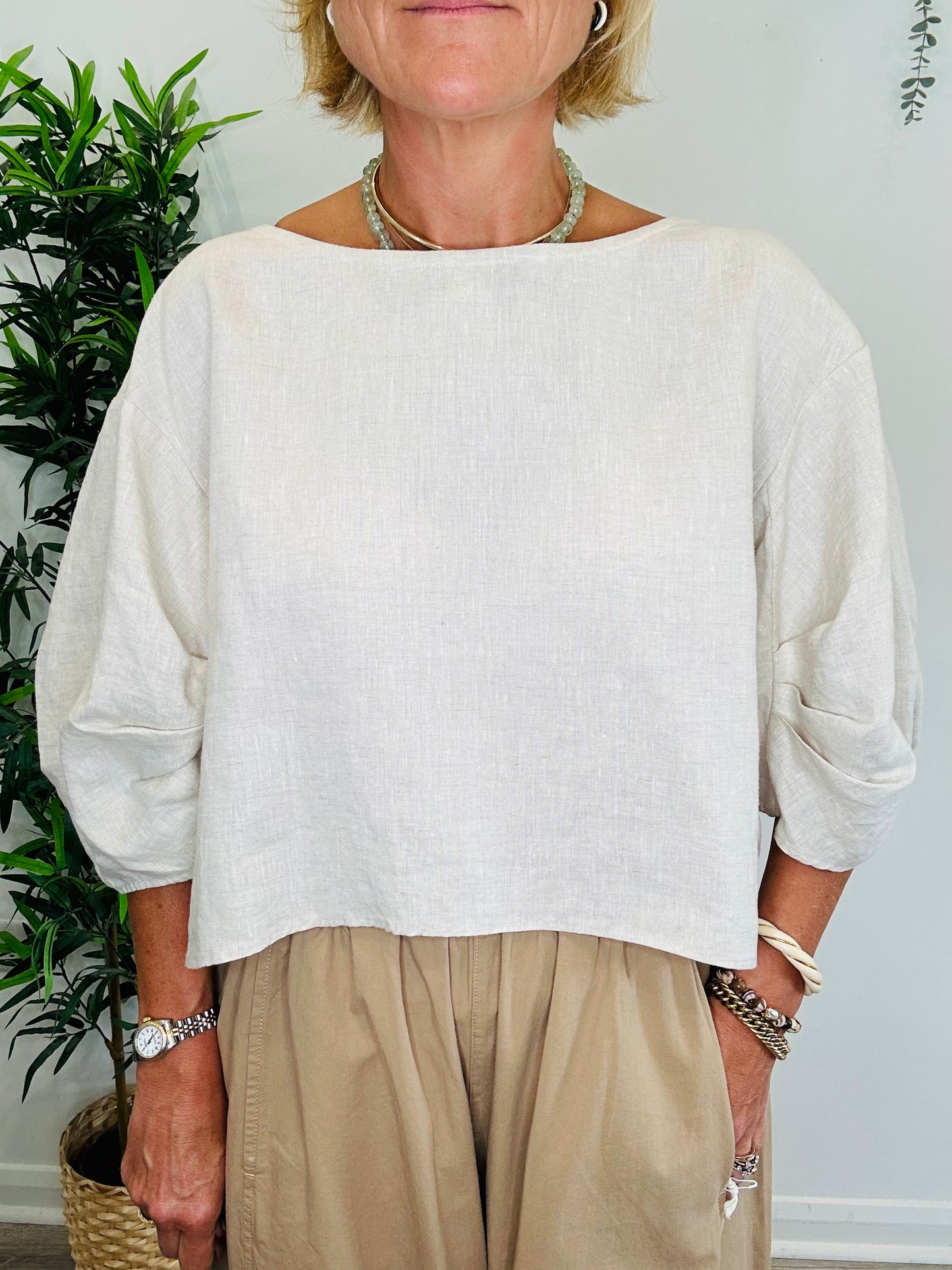 Leia Linen Top - Size S