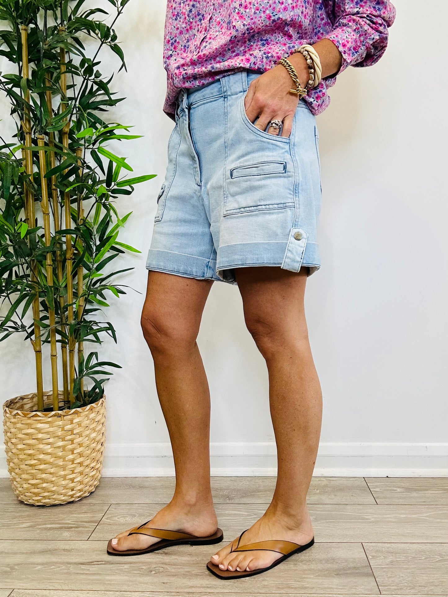 Denim Cargo Shorts - Size 12