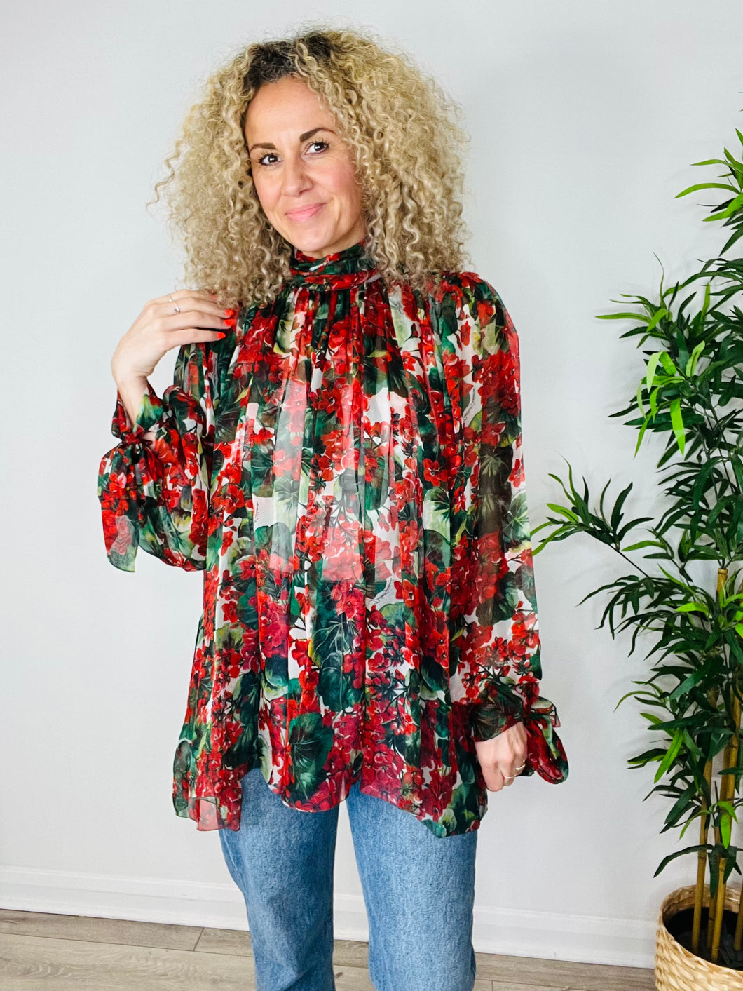 Floral Silk Blouse - Size 42IT