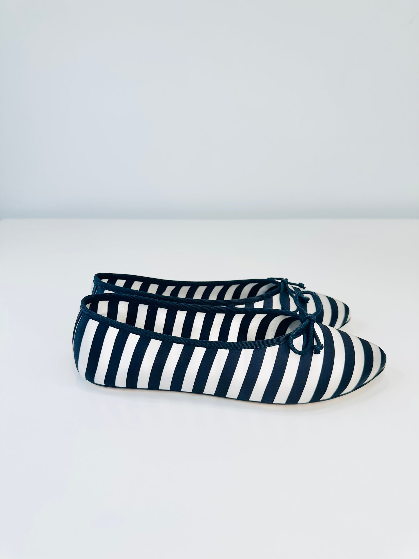 Striped Satin Ballet Flats - Size 38