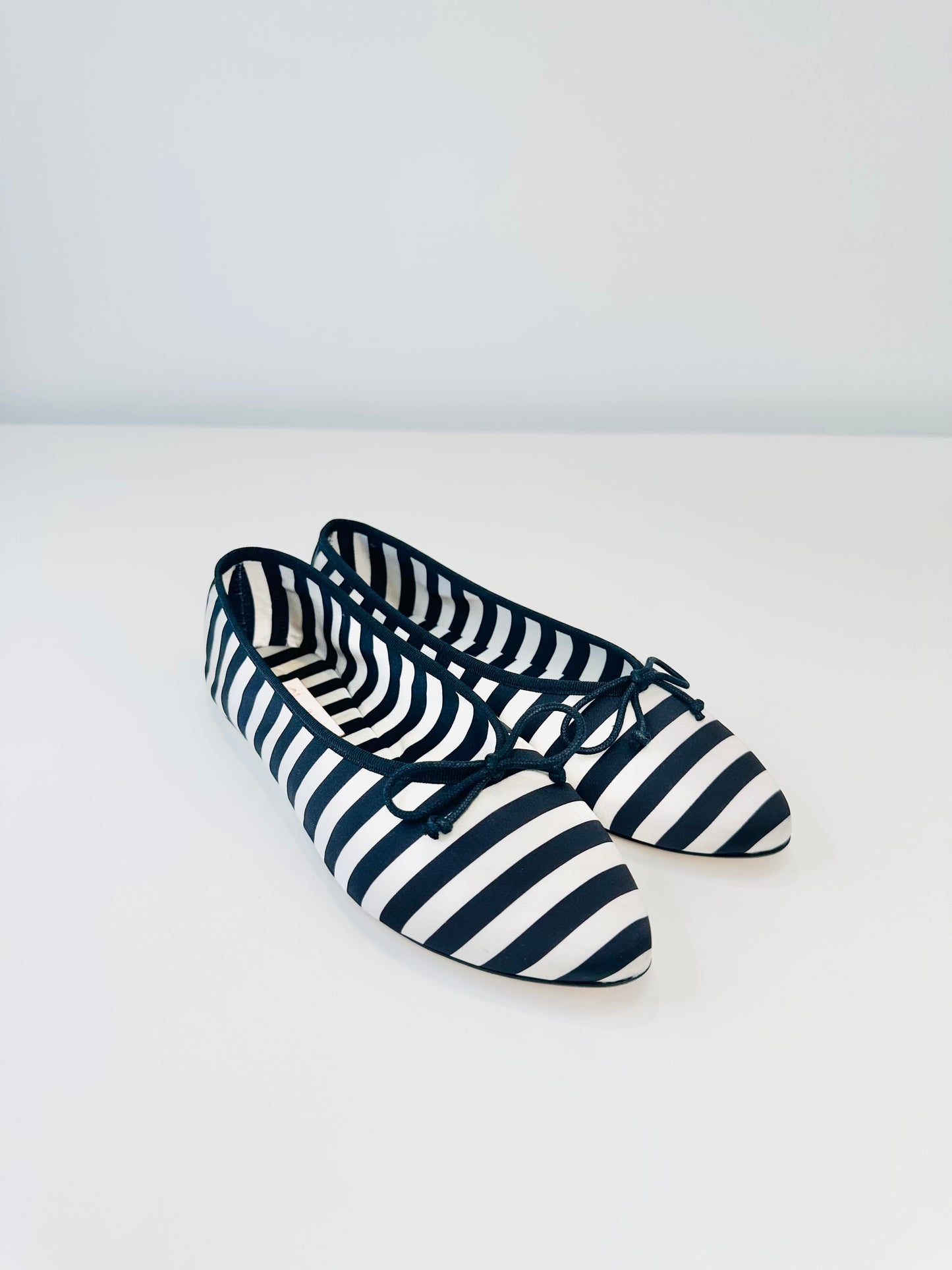 Striped Satin Ballet Flats - Size 38