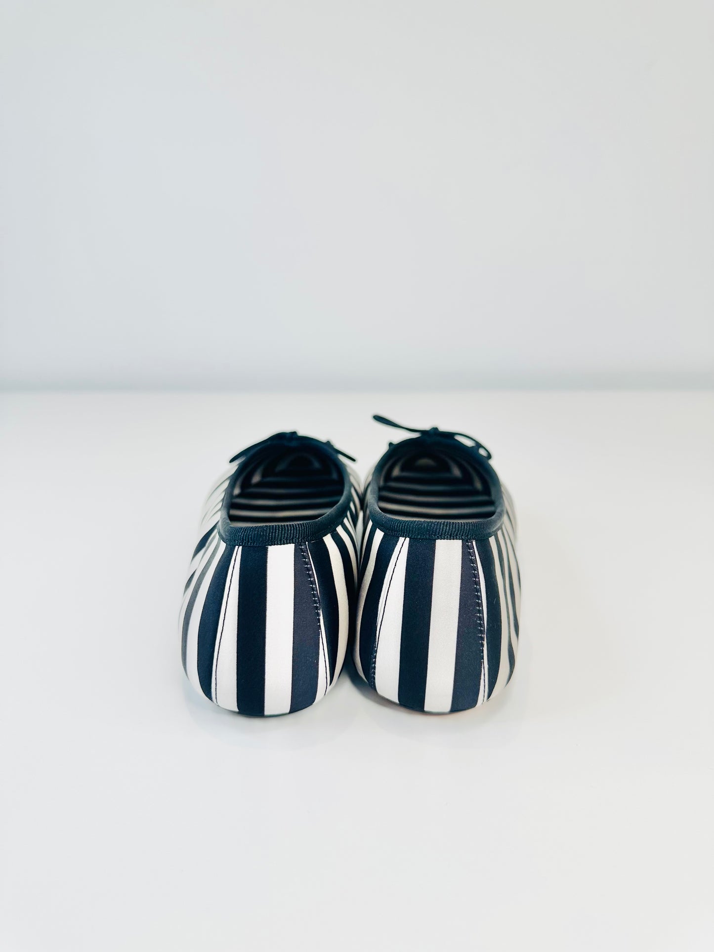 Striped Satin Ballet Flats - Size 38