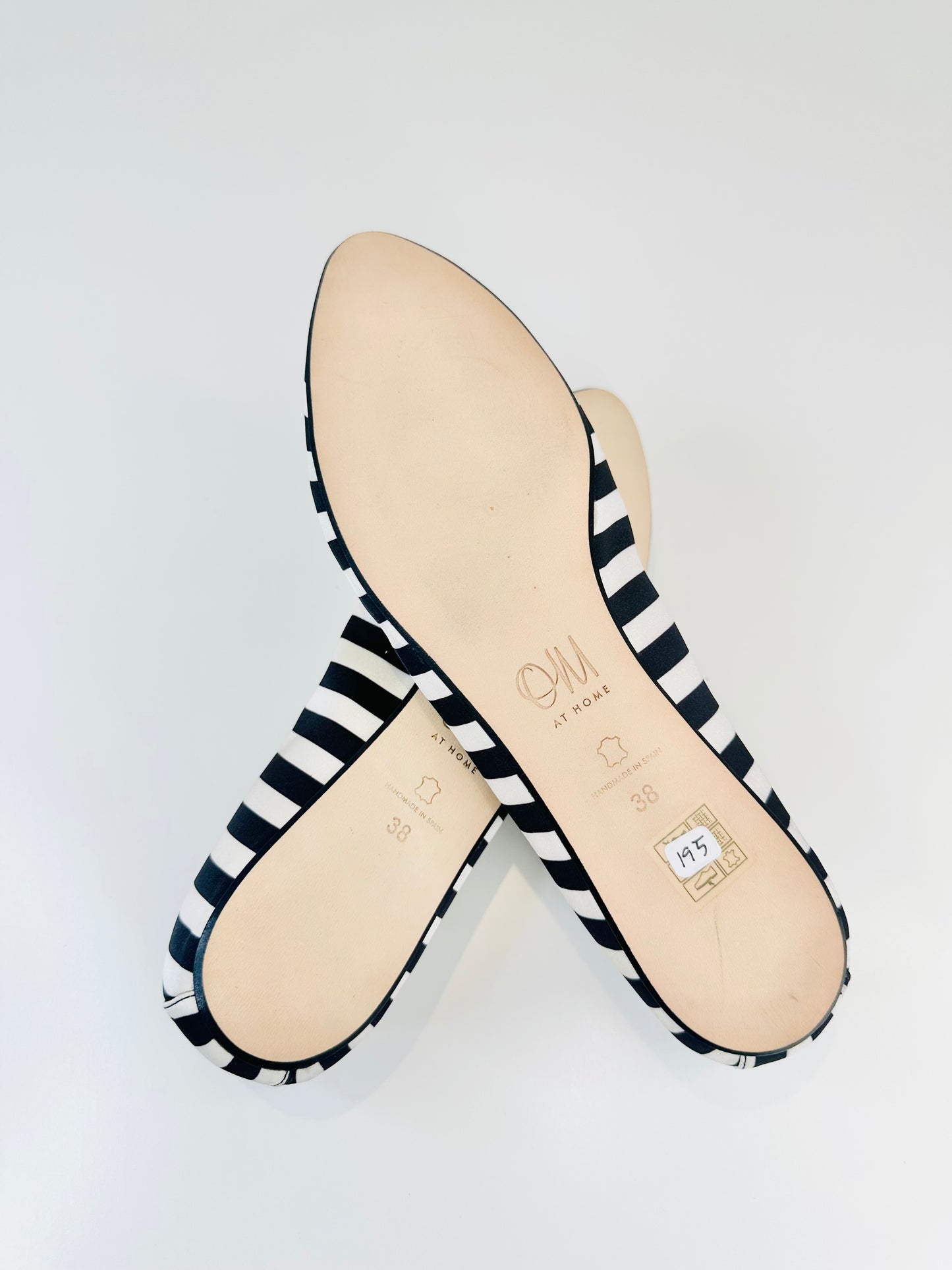 Striped Satin Ballet Flats - Size 38