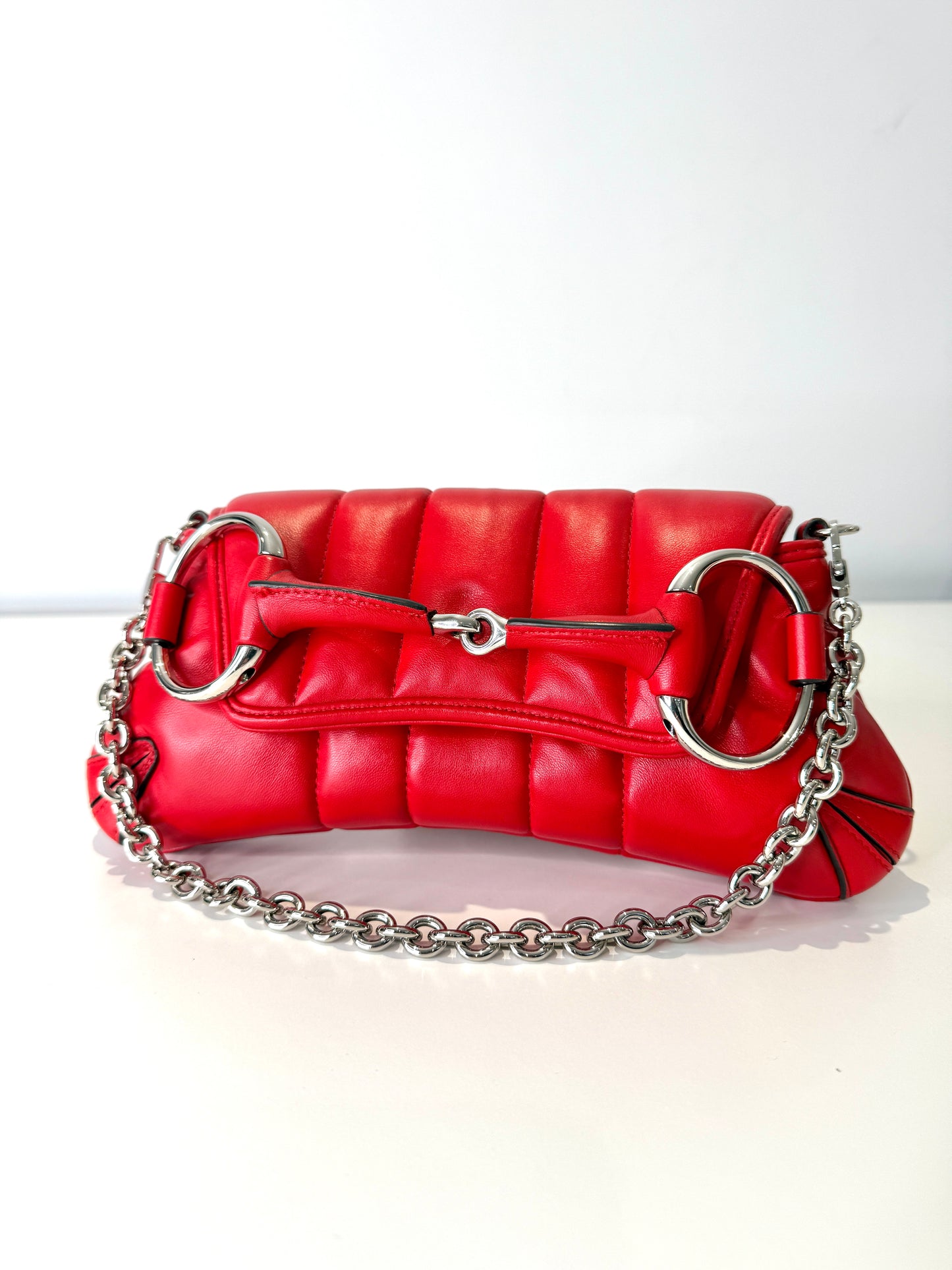 Small Padded Leather Horsebit Shoulder Bag