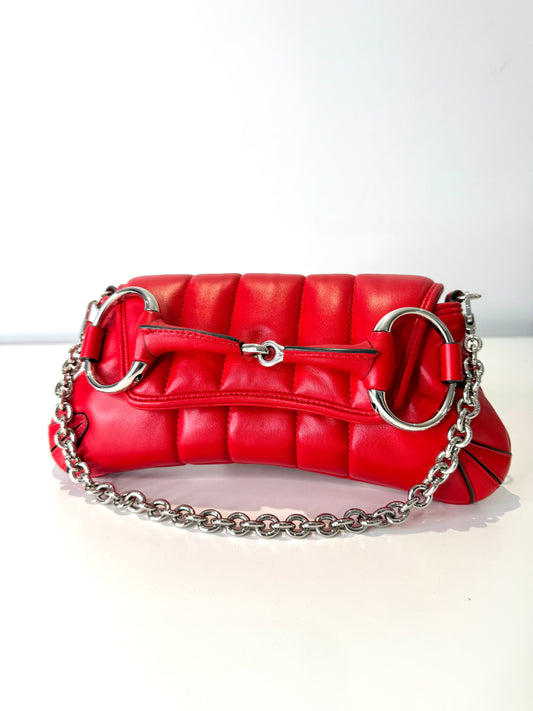 Small Padded Leather Horsebit Shoulder Bag