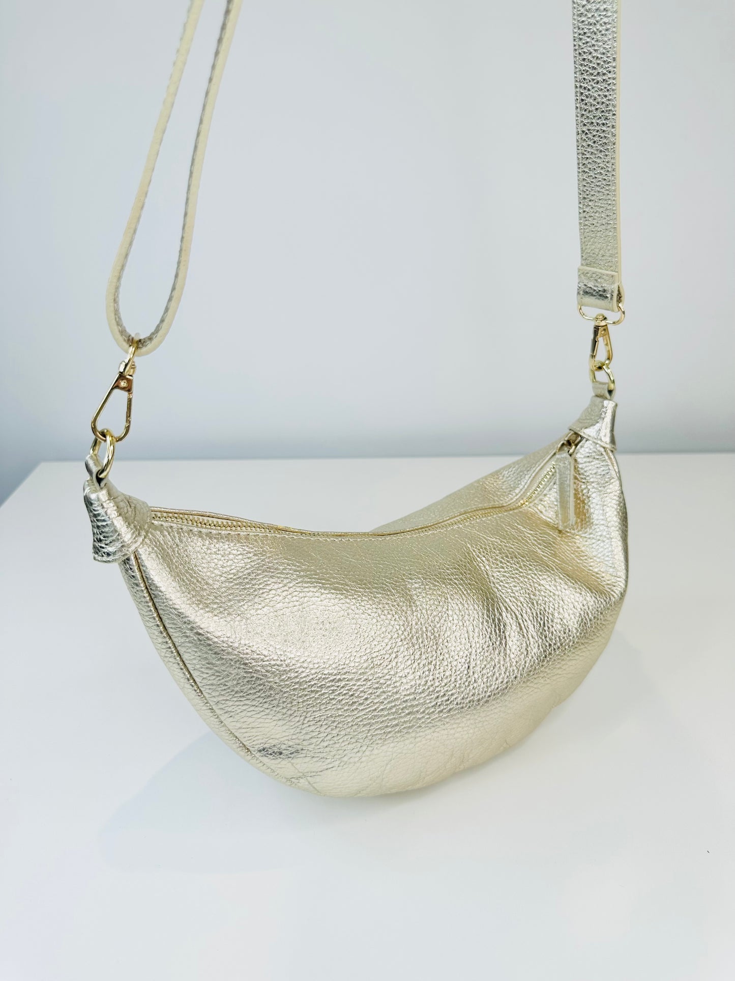 Metallic Leather Crossbody Bag