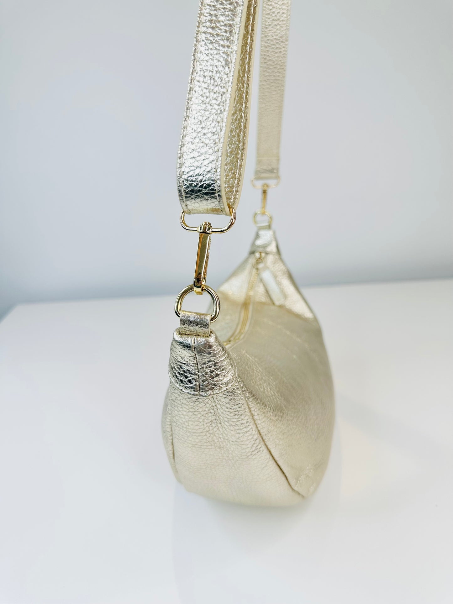 Metallic Leather Crossbody Bag