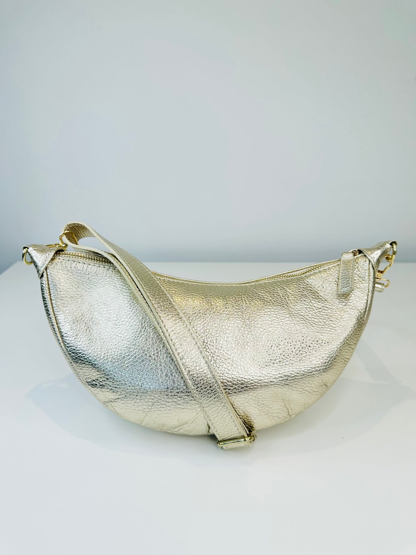 Metallic Leather Crossbody Bag