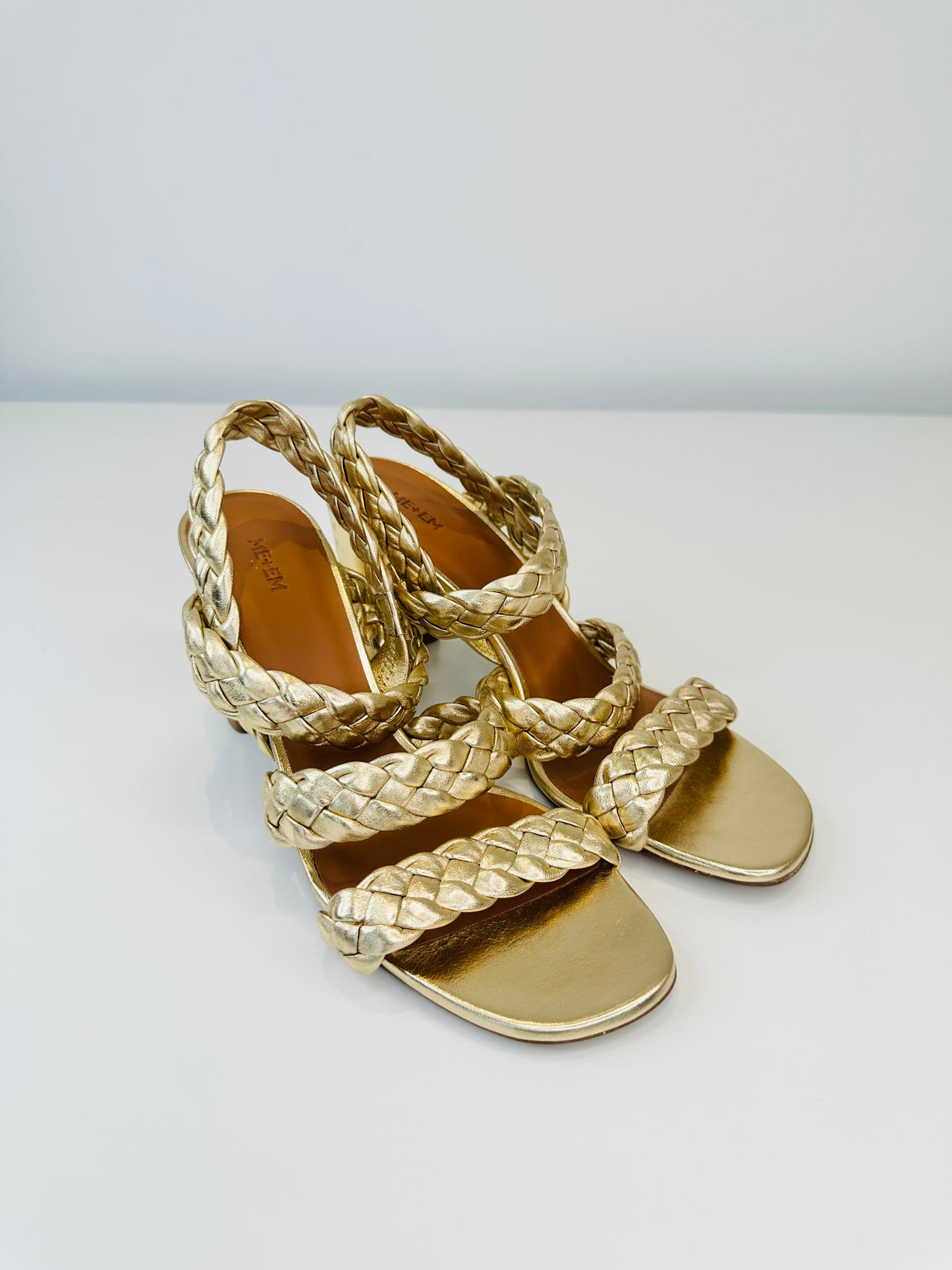 Braided Metallic Leather Sandals - Size 41