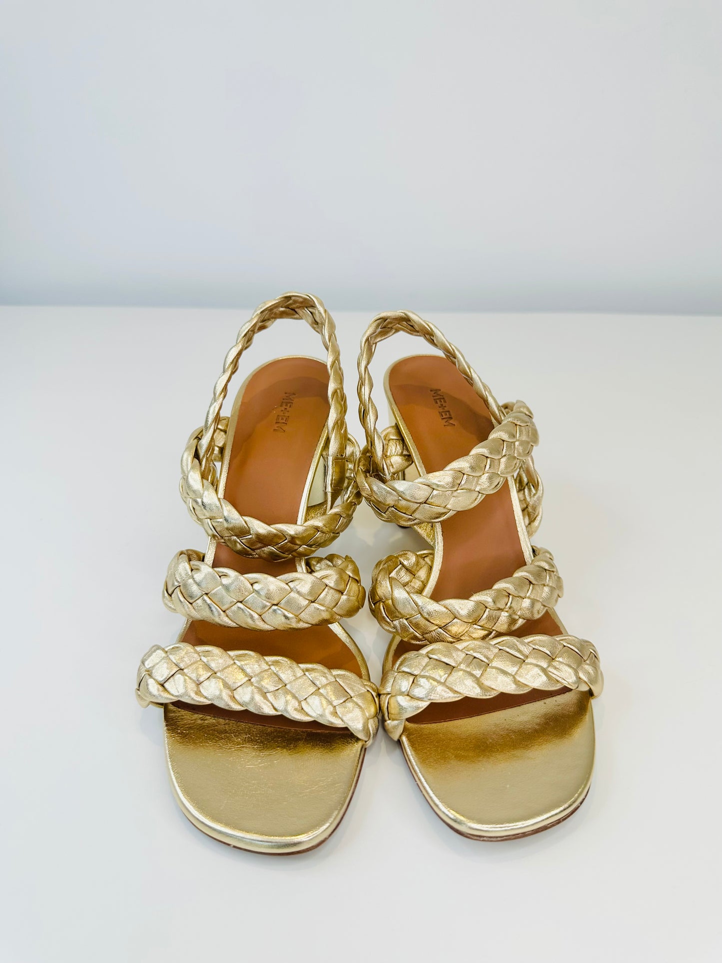 Braided Metallic Leather Sandals - Size 41