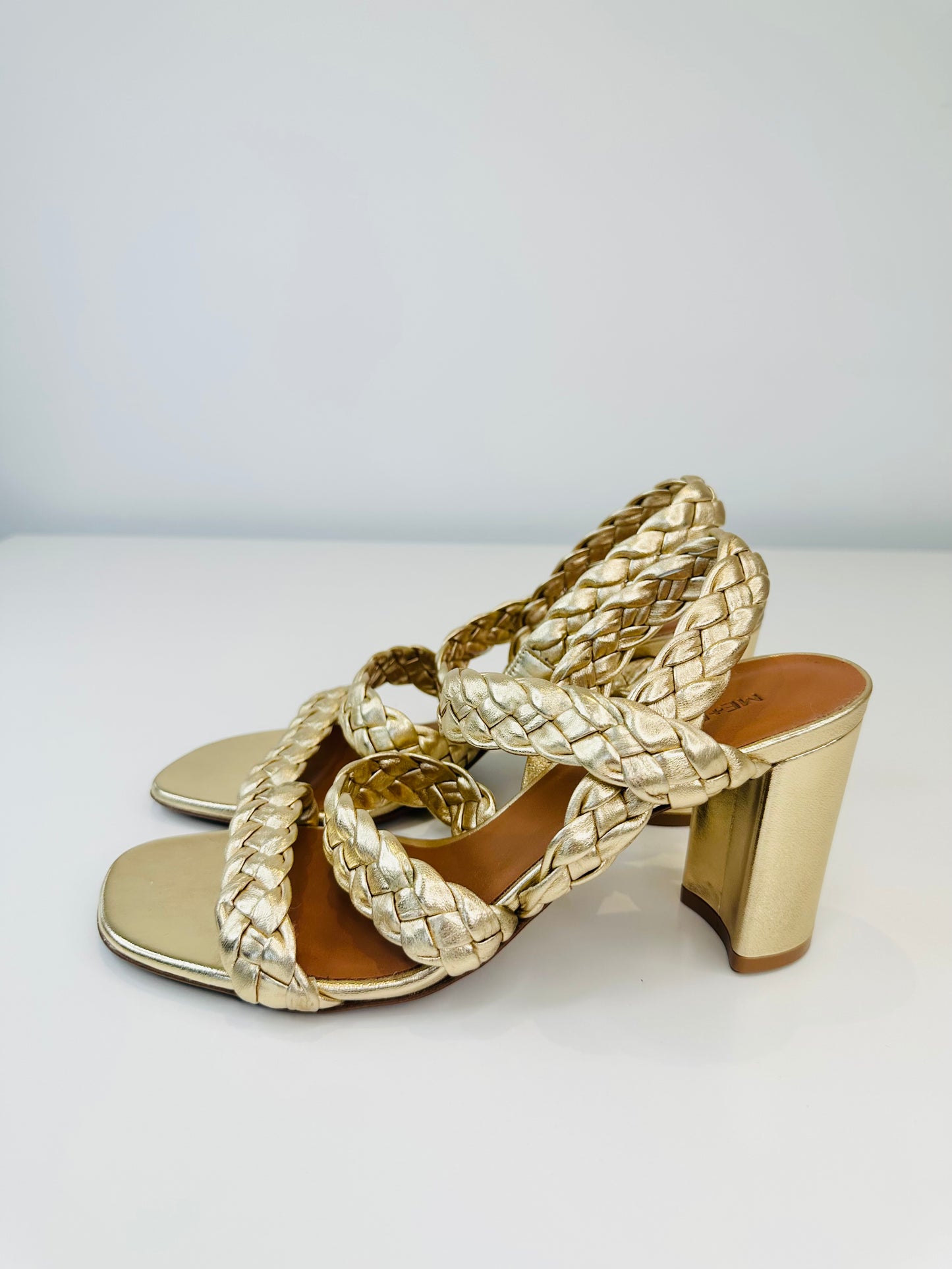 Braided Metallic Leather Sandals - Size 41