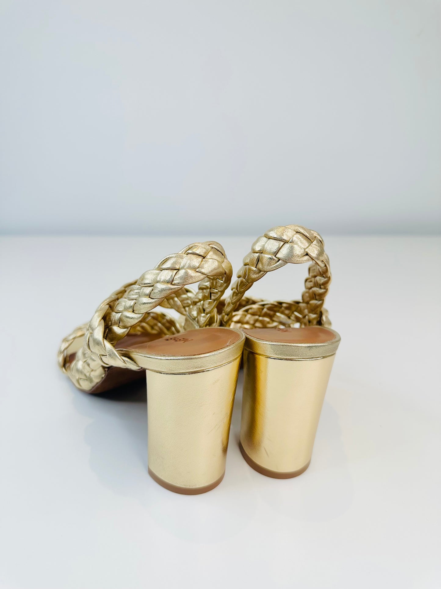 Braided Metallic Leather Sandals - Size 41