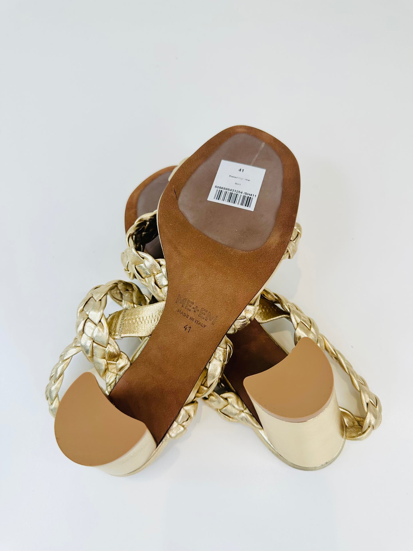 Braided Metallic Leather Sandals - Size 41