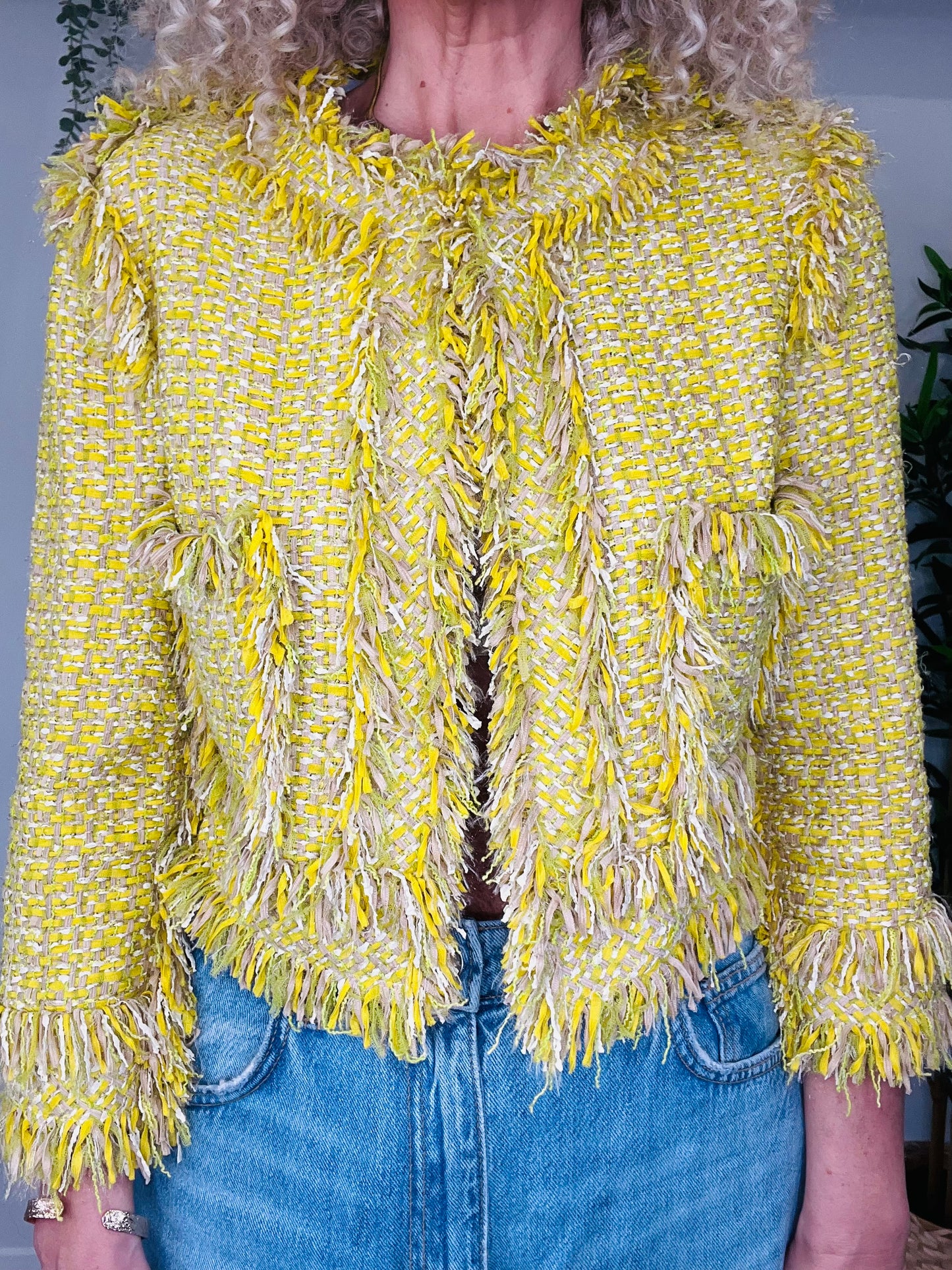Fringed Woven Jacket - Size 40