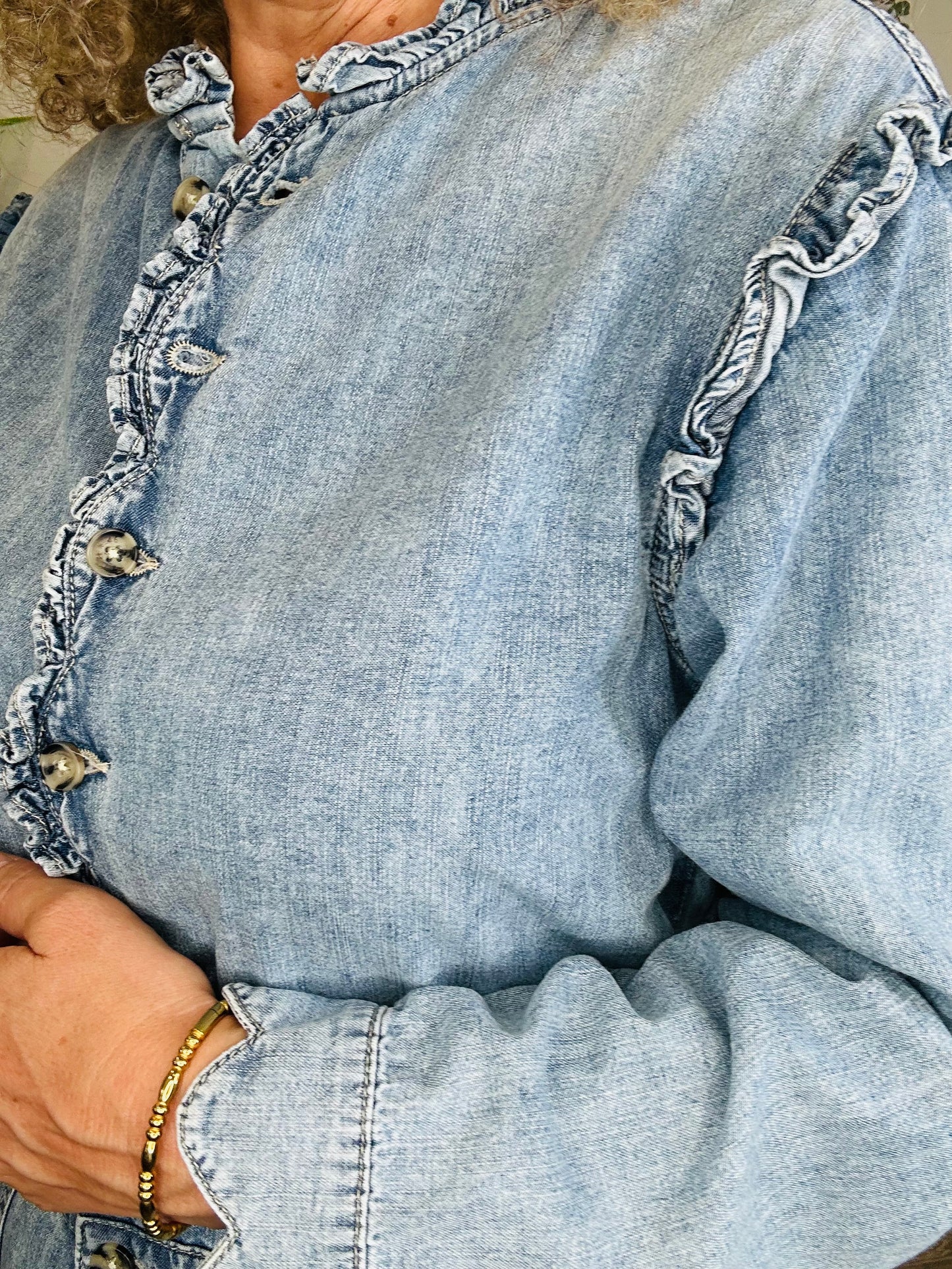 Frill Denim Jumpsuit - Size 12
