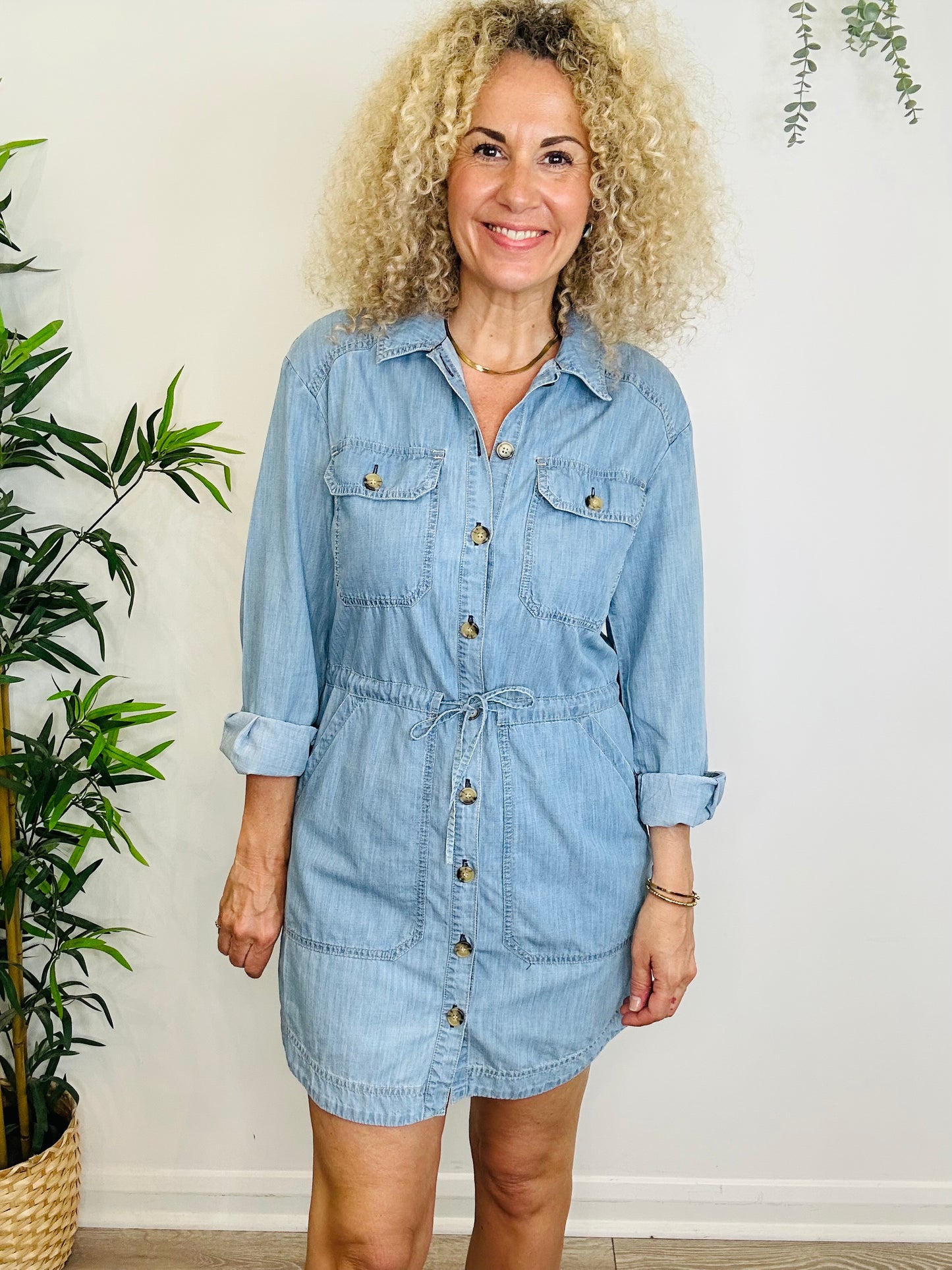 Denim Shirt Dress - Size 10