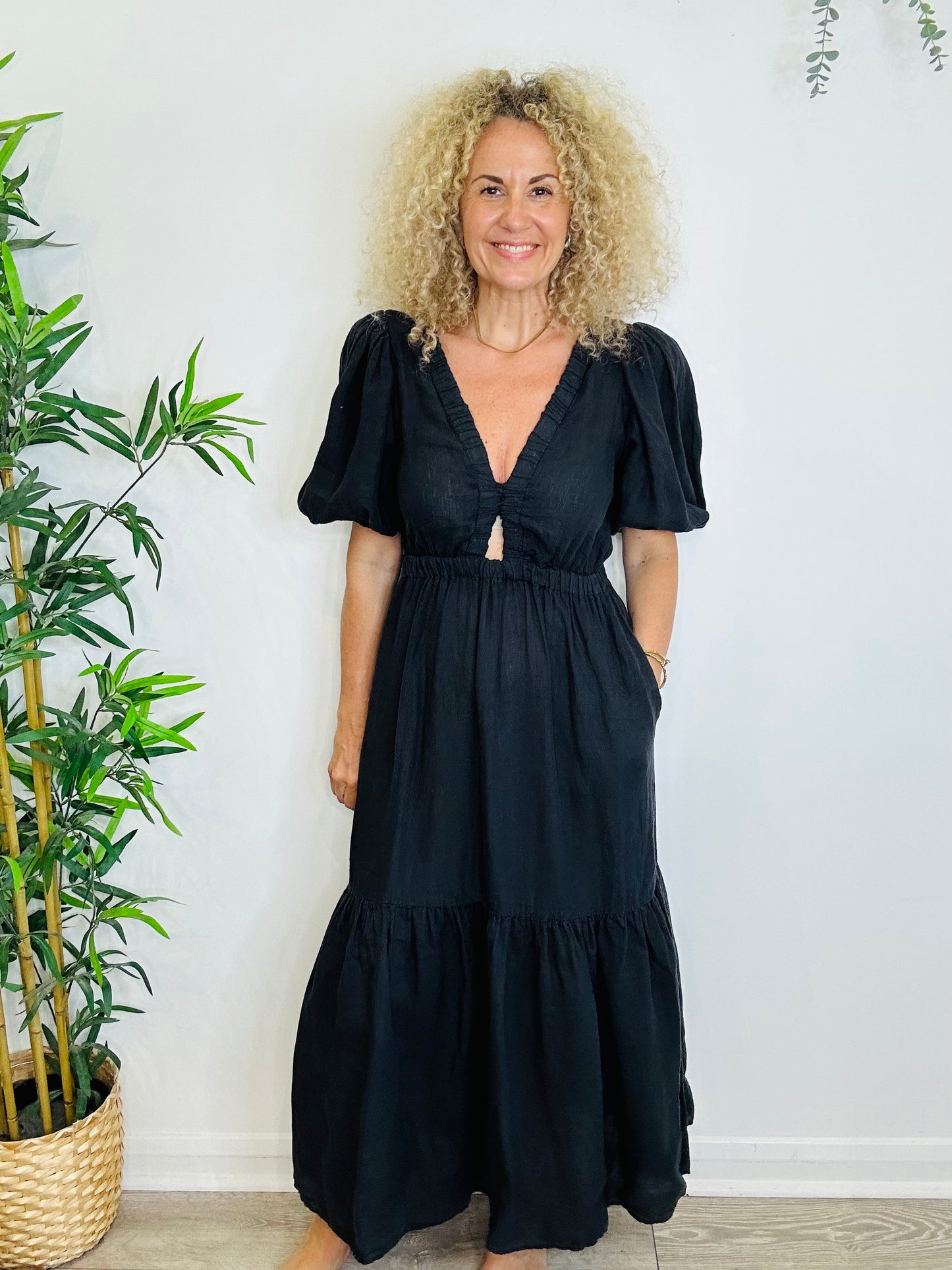 Linen Maxi Dress - Size M